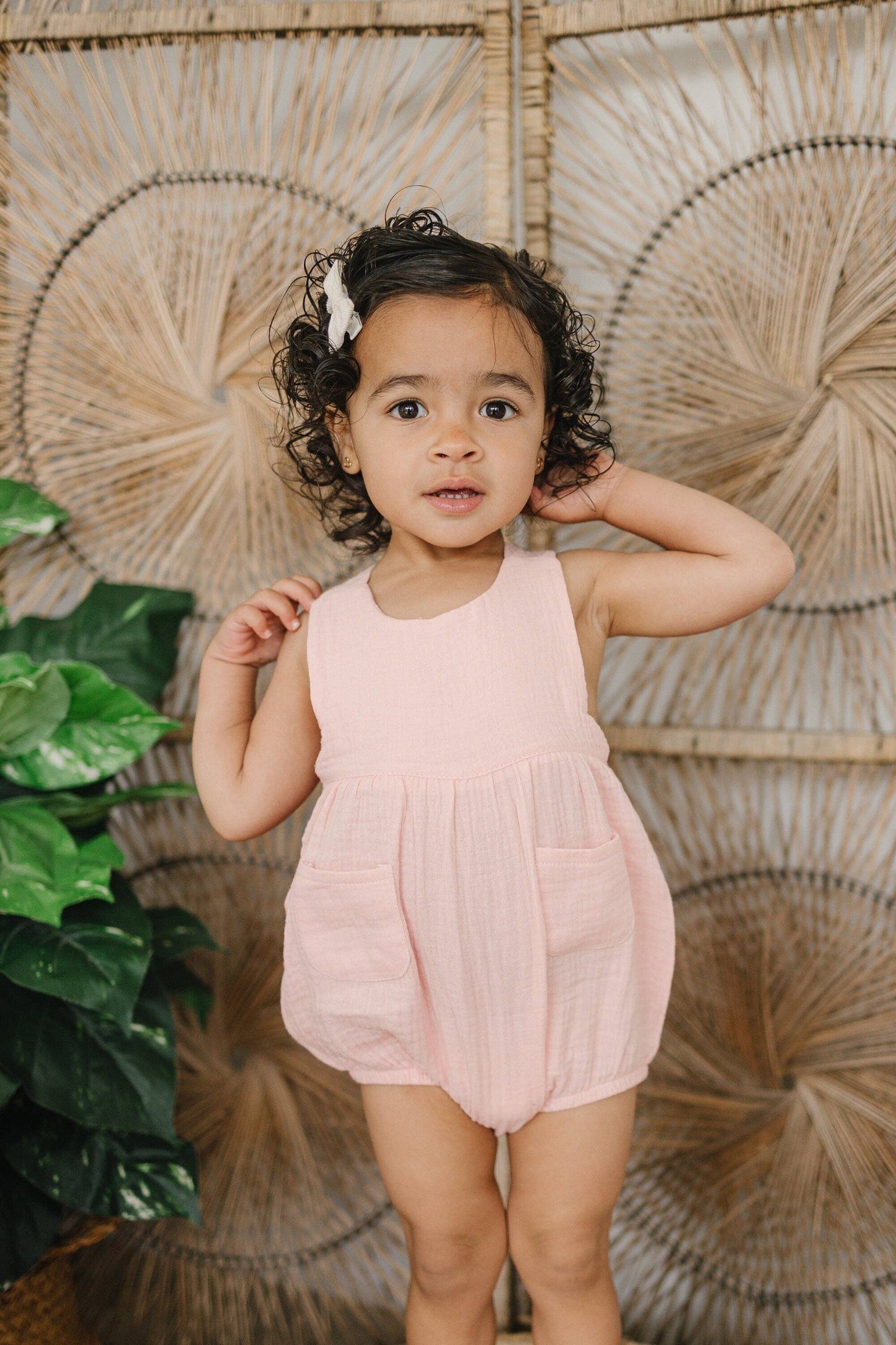 Organic Cotton Muslin Bubble Romper - more colors: Light Pink / 6-12 months