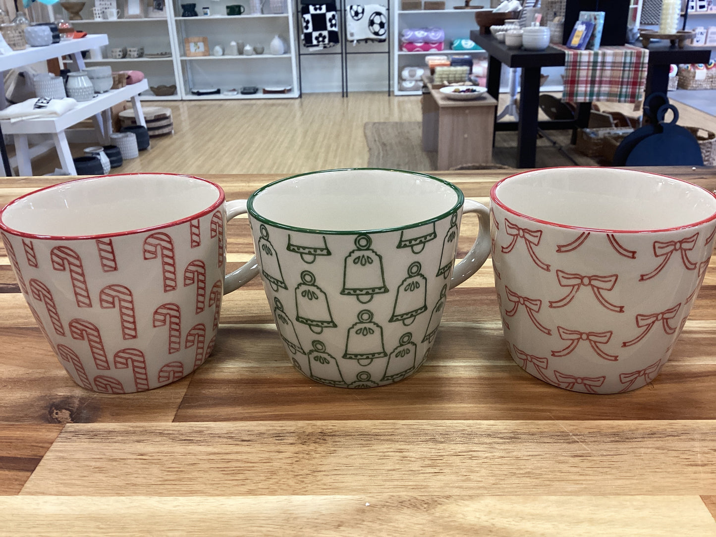 Holiday stoneware mugs
