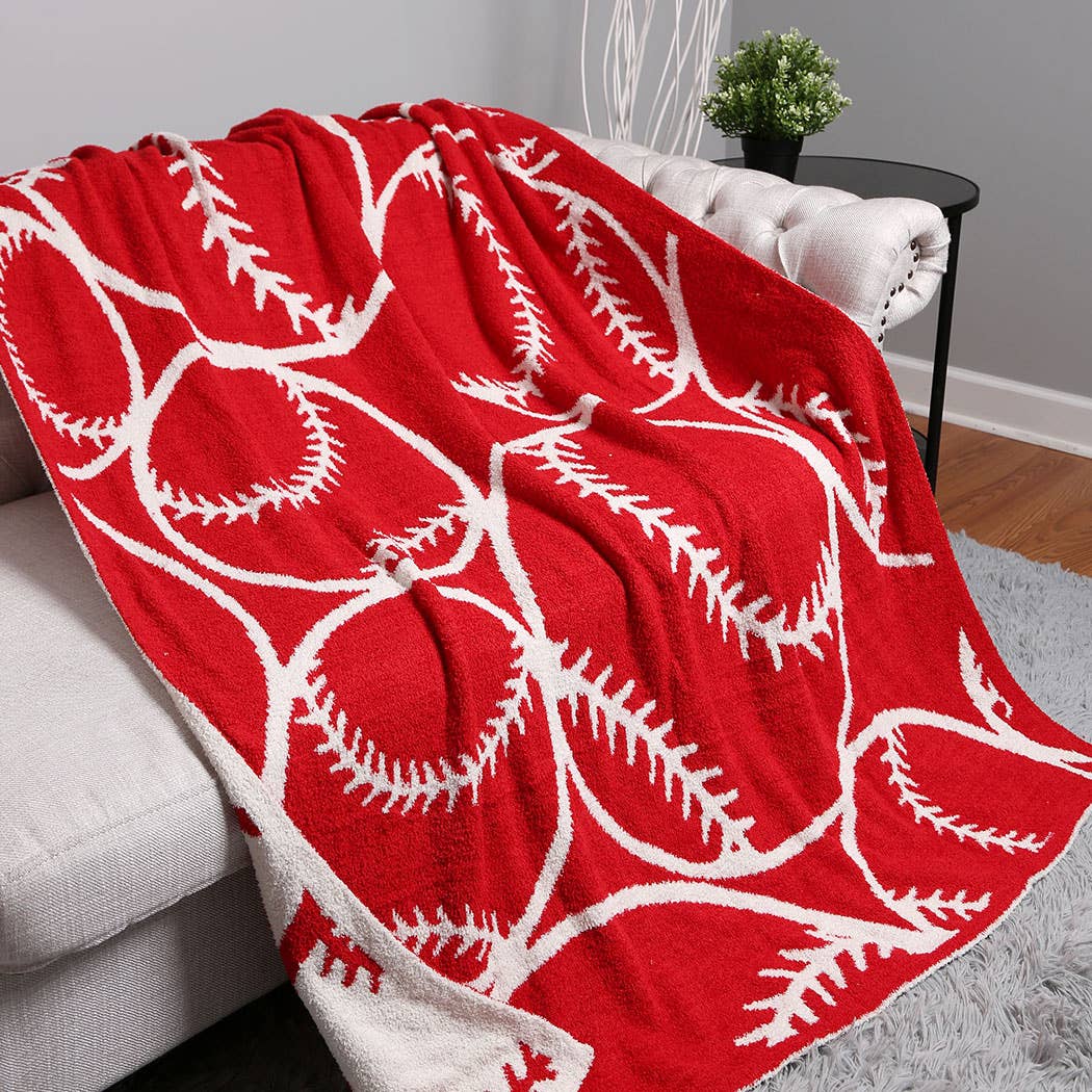 Baseball Throw Blanket: Red