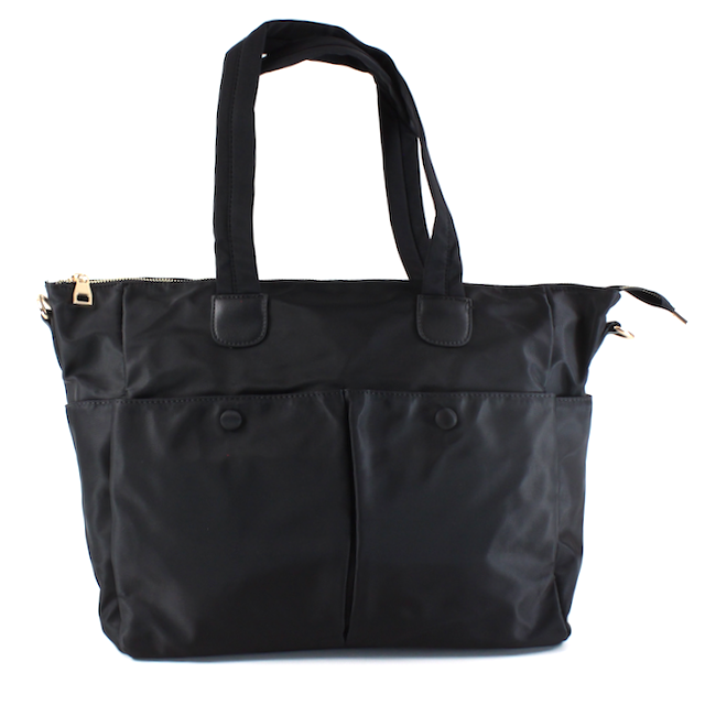 P22146 Waterproof Nylon Bag: 05 Poka Dot Black