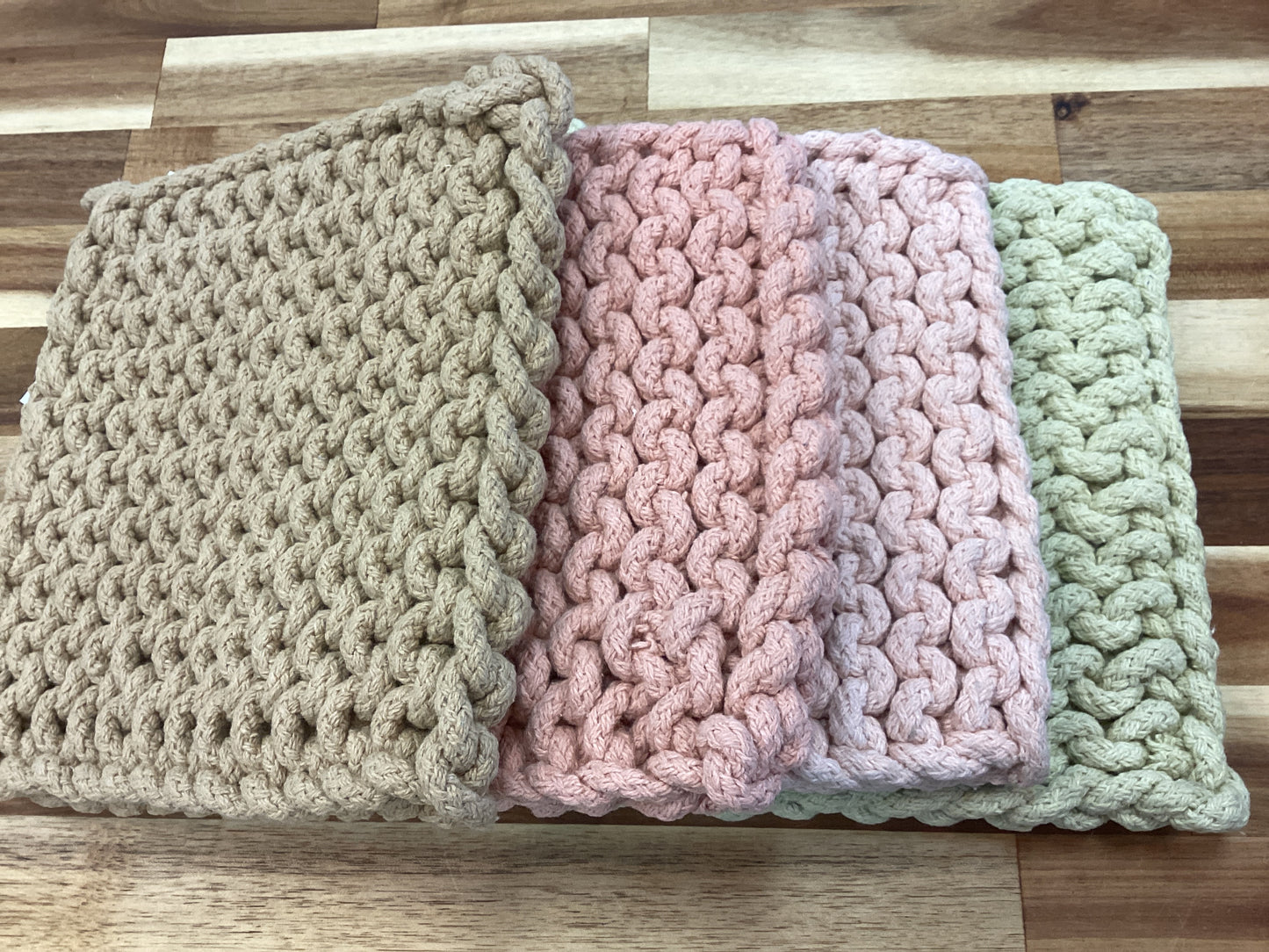 8” square crocheted pot holder…4 colors