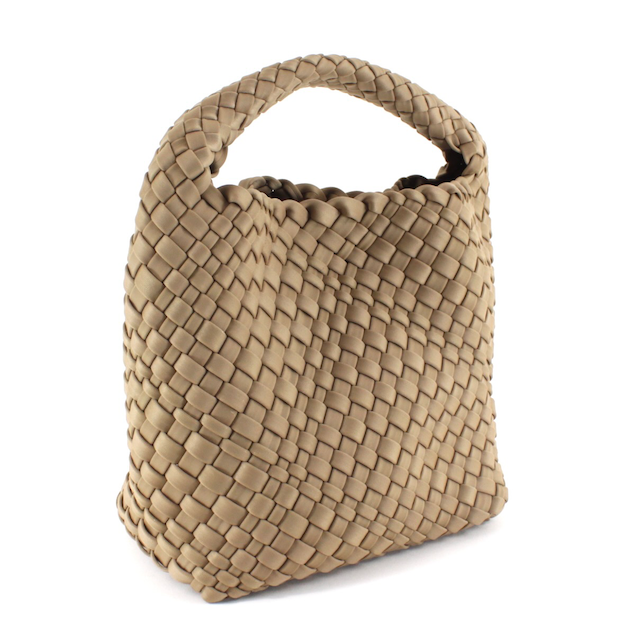 P23093 Small Nylon Woven Hobo Crossbody Bag w/Cosmetic Pouch: 01 Black