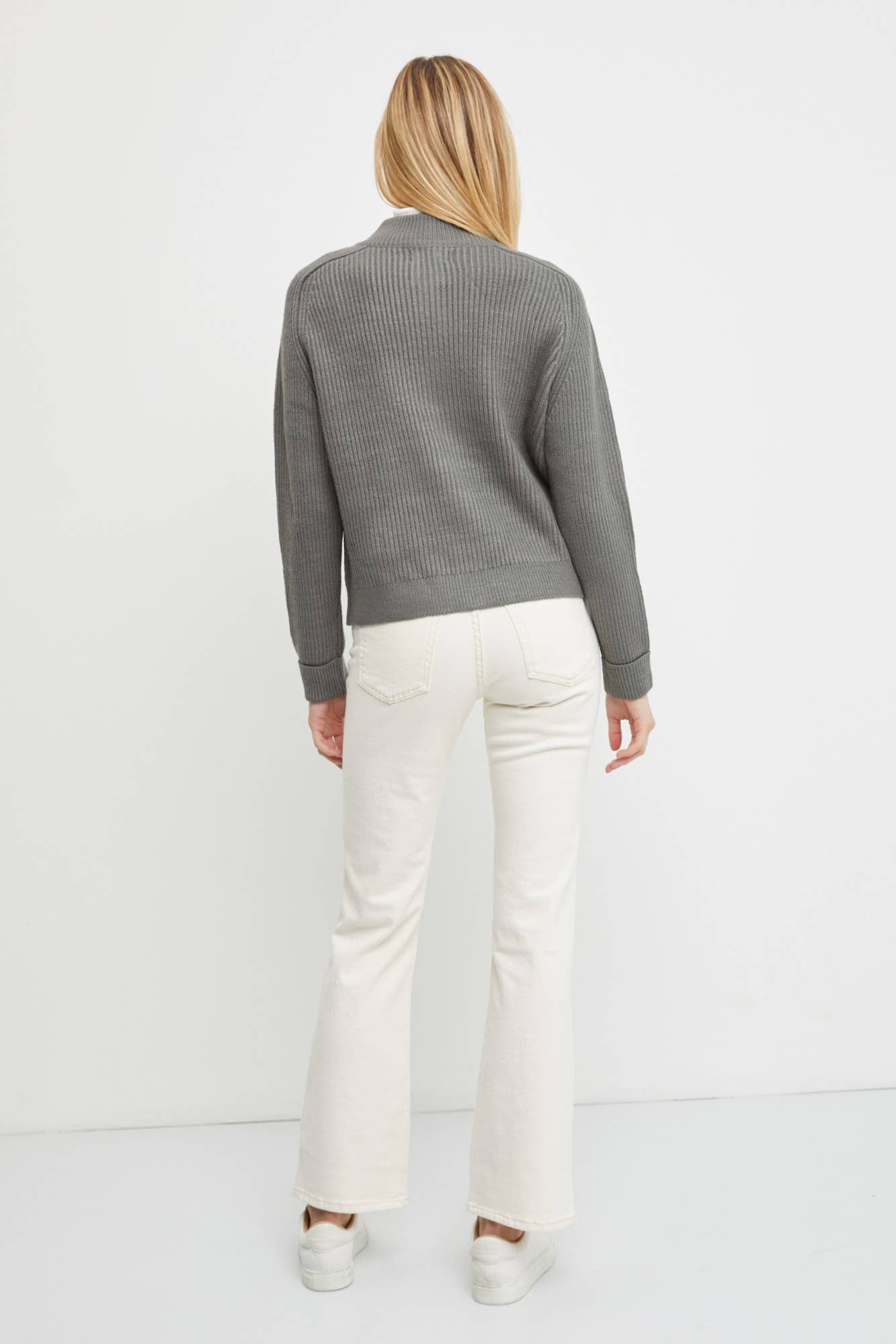 Zip Up Sweater Jacket: SM / Kale