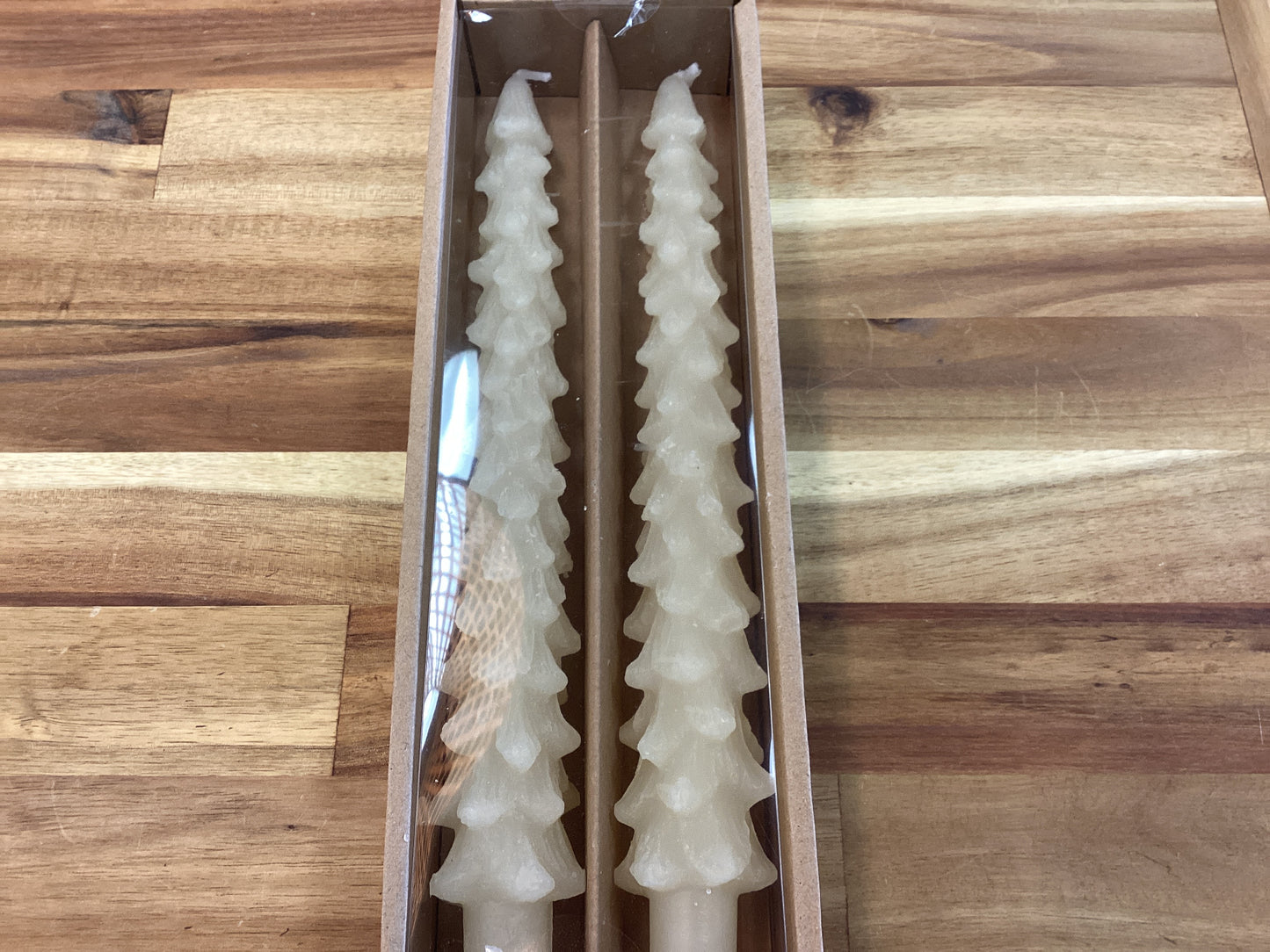 10” tree shaped taper candle/cream/2 in a box