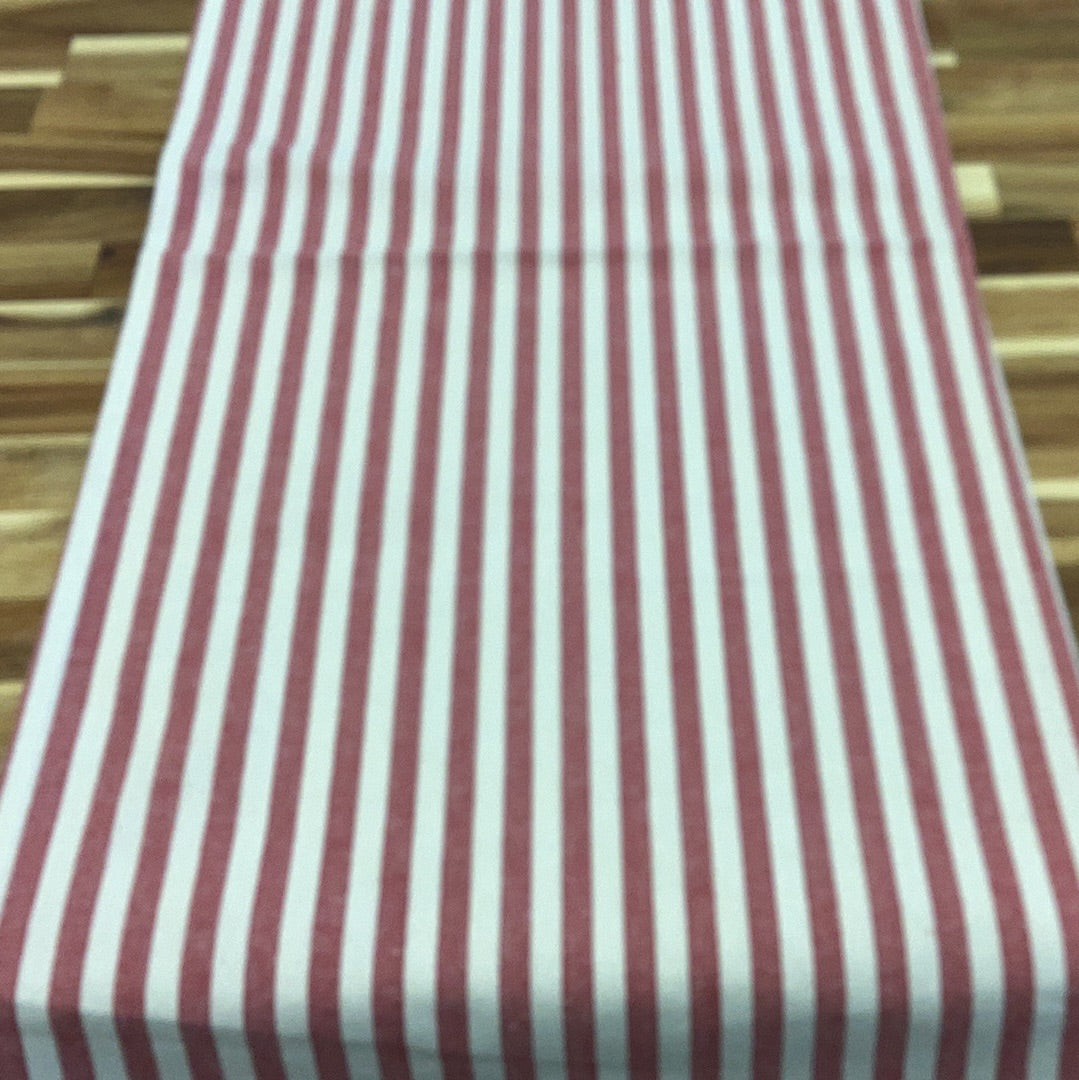 72” Table runner with red and white stripes