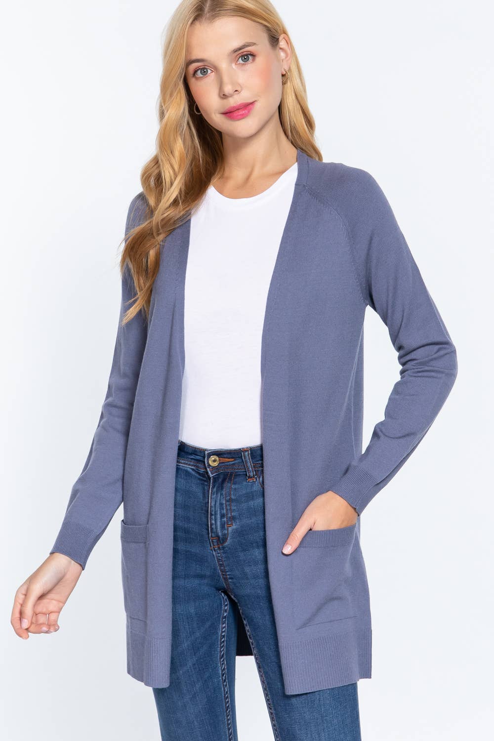 , SI-21342 RAGLAN SLV OPEN SWEATER CARDIGAN: BRG-wine-121403 / L