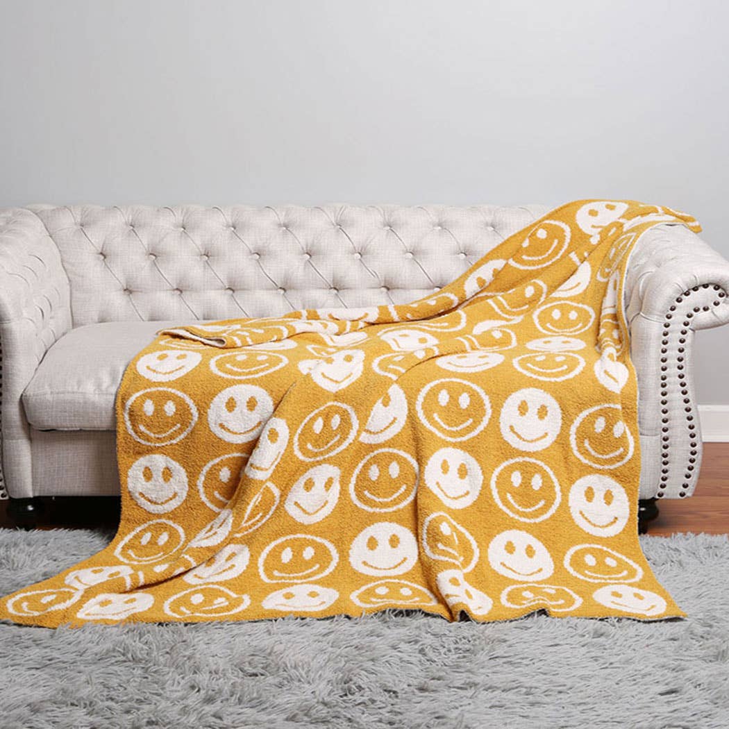 Happy Face Throw Blanket…light pink