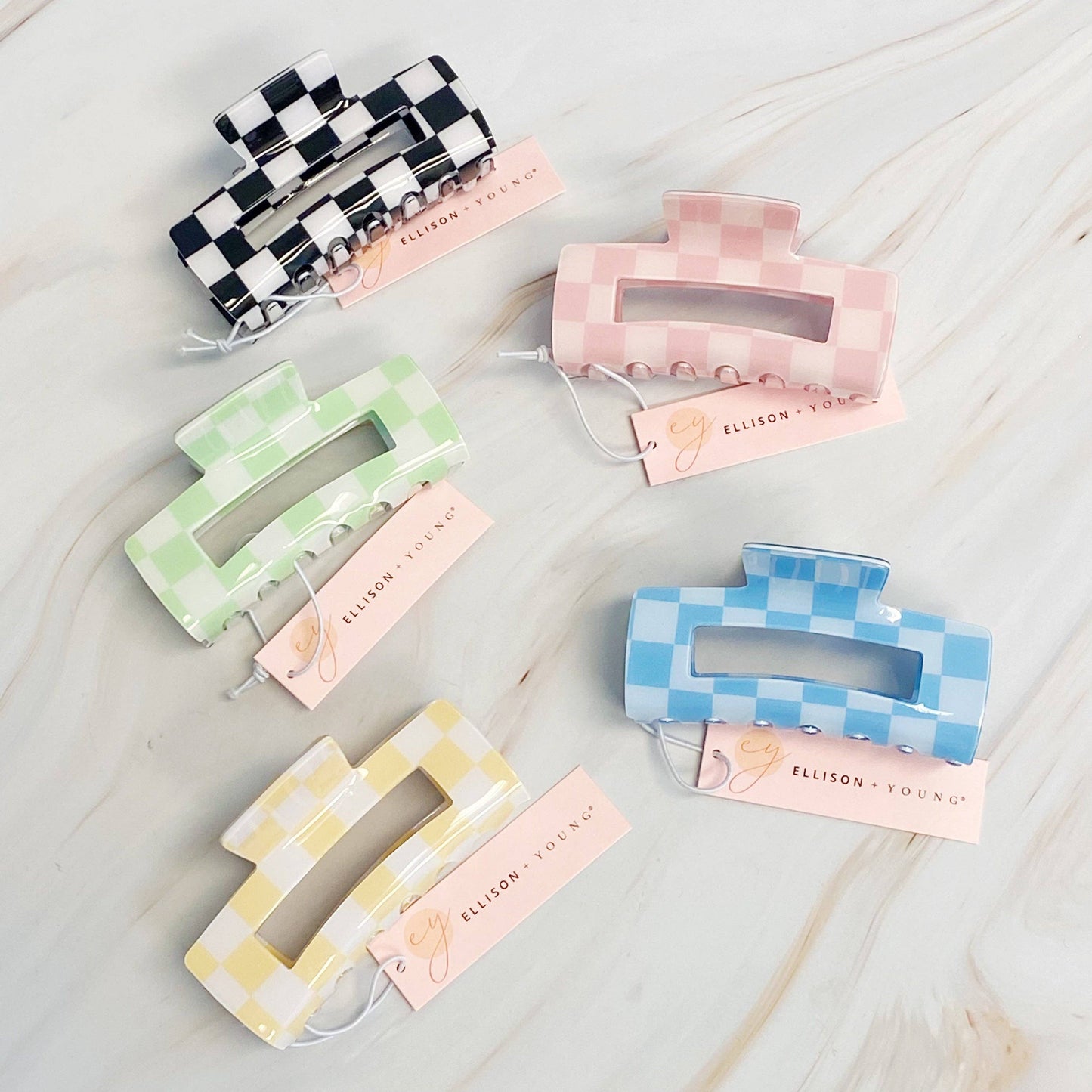 Checker Lovers Hair Claw clip: Yellow