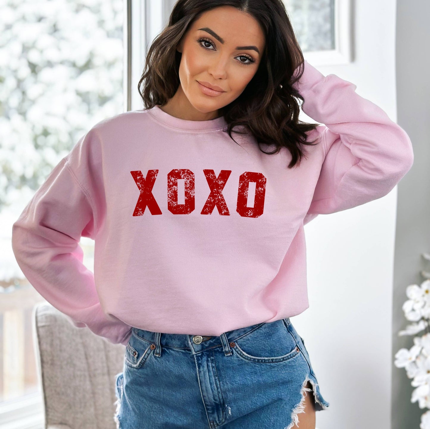 Valentine's Sweatshirt - XOXO Sweatshirt - Valentine's Shirt: M - Unisex / Heather Gray