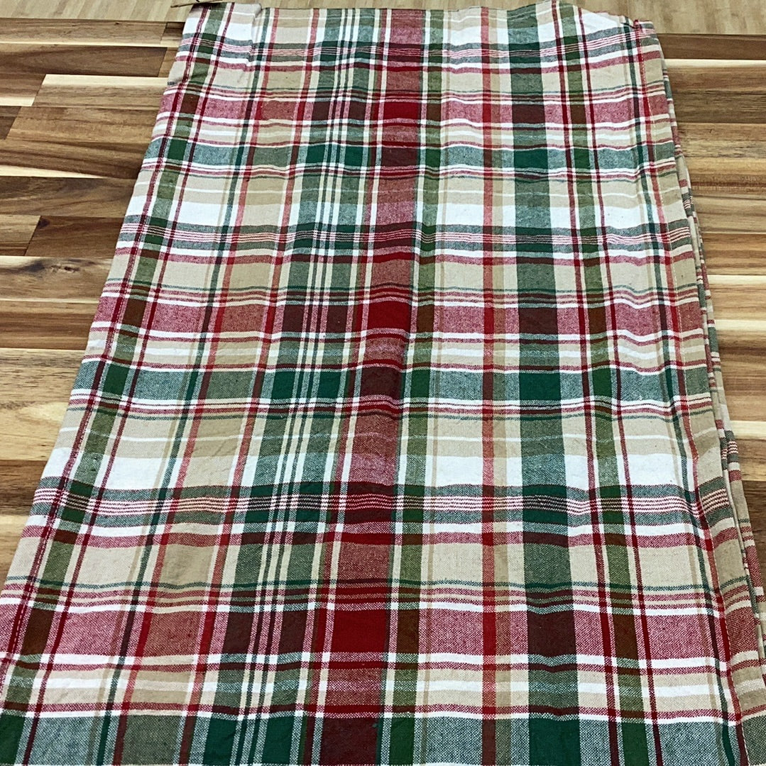 108”L cotton table runner…red and green plaid