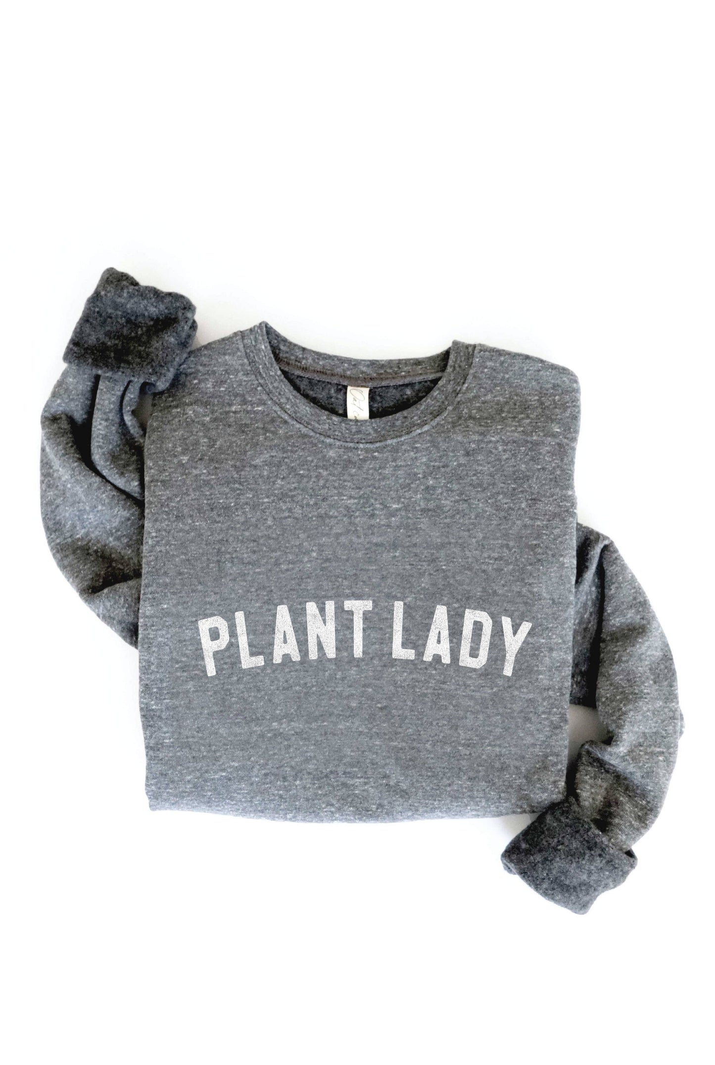 PLANT LADY Print Graphic Sweatshirt: L / HEATHER FOREST