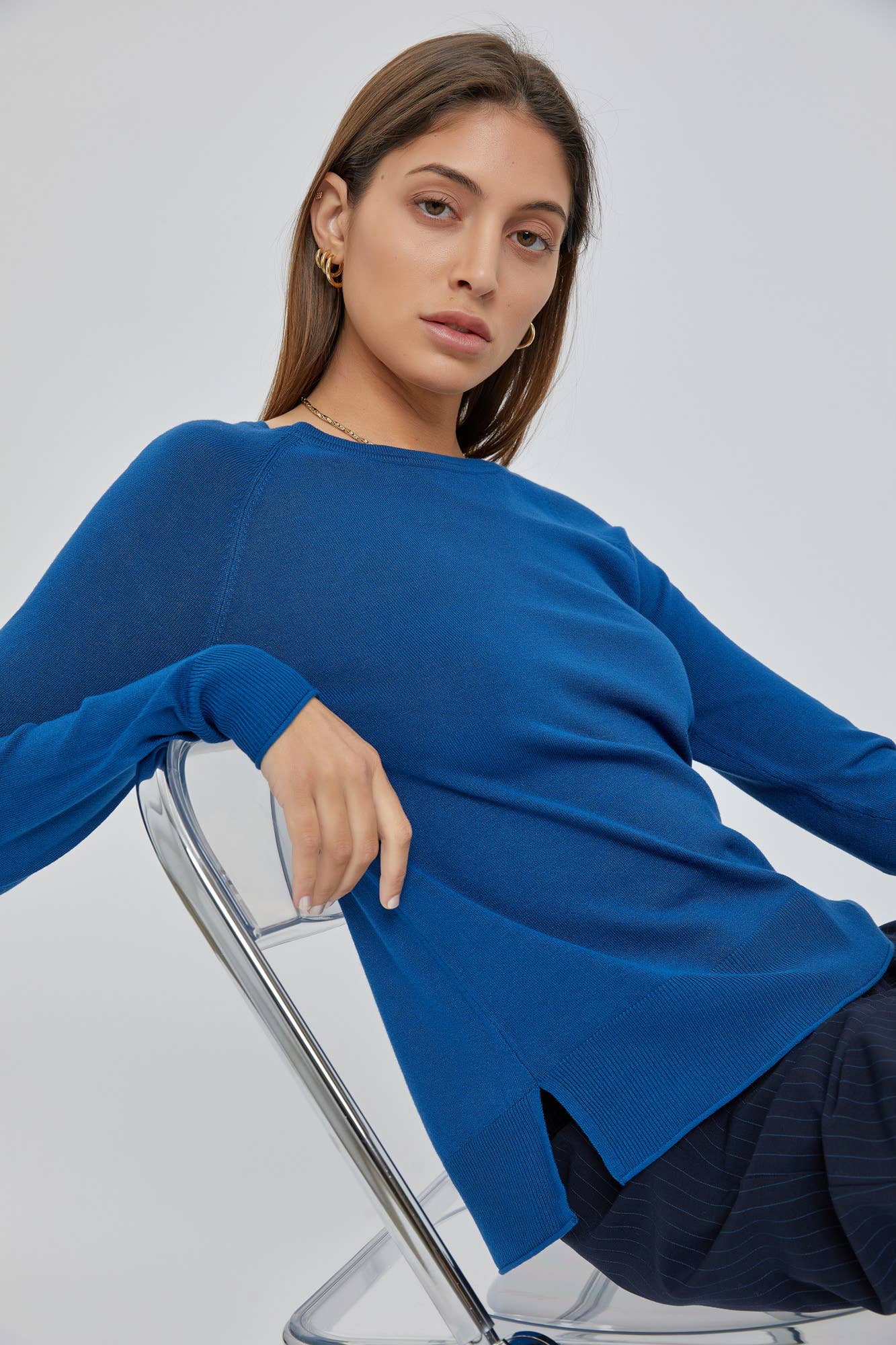 The Camille Sweater: Small / Cobalt