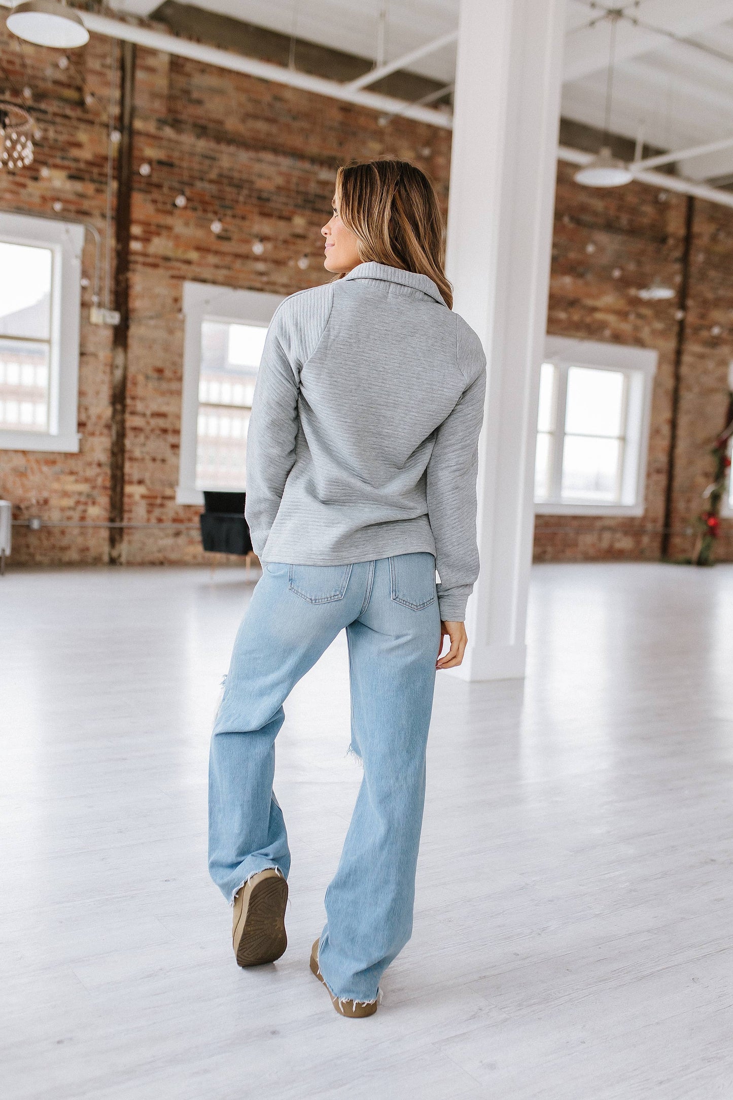 Blaine Texture Quarter Zip Sweatshirt | S-XL: S / Medium Grey