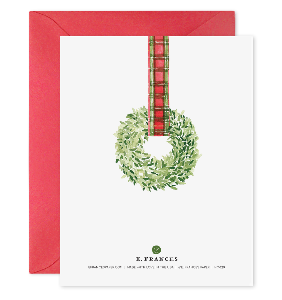 Plaid Ribbon Wreath | Christmas Cards (Boxed Set of 6): 4.25 X 5.5 INCHES