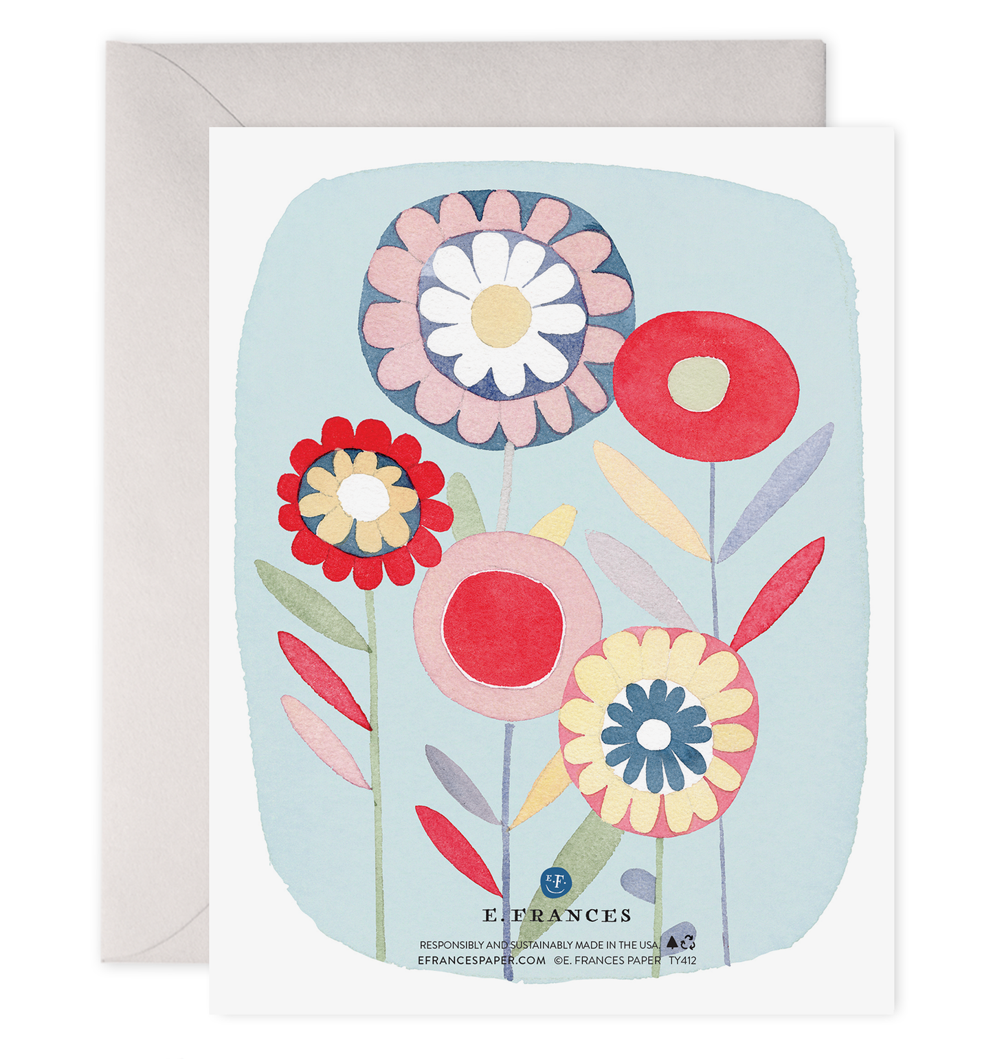 Folky Flowers | Thank You Greeting Card: 4.25 X 5.5 INCHES
