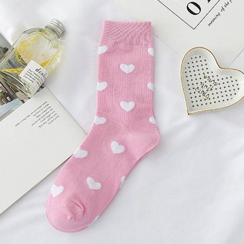 ,.VALENTINE HEART CASUAL 100% Cotton SOCKS: OS / WHITE-164445