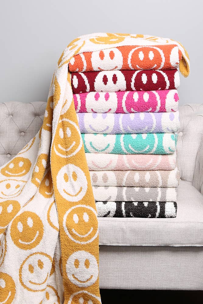 Happy Face Throw Blanket: Yellow