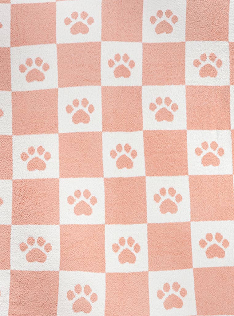 Paw Print Checker Blanket