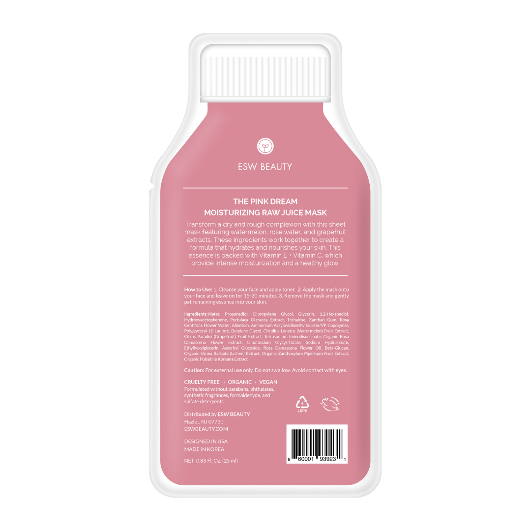 The Pink Dream Moisturizing Raw Juice Sheet Face Mask: With Peg Hole