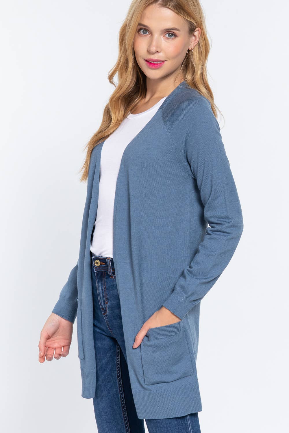 , SI-21342 RAGLAN SLV OPEN SWEATER CARDIGAN: BRG-wine-121403 / L