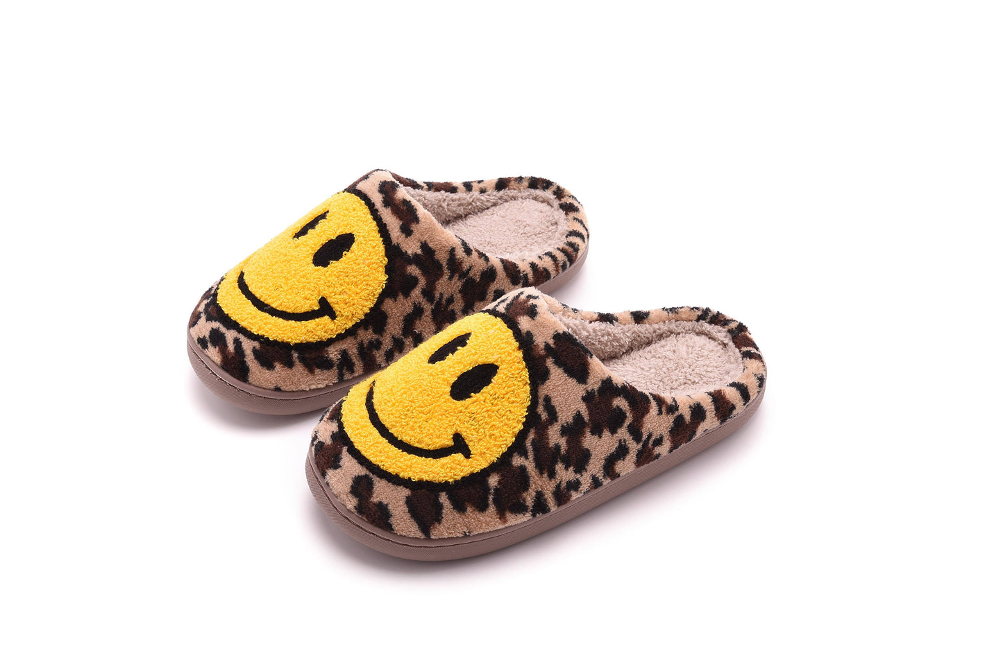 Happy Face Comfort Fluffy Fur Slider Slipper for adult: Large / White/Green