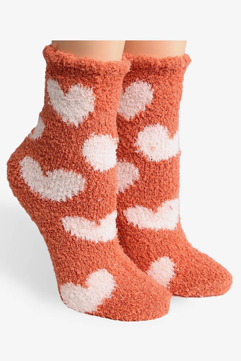 Luxury Soft Heart Pattern Mini Crew Winter Socks: 104 / ONE SIZE