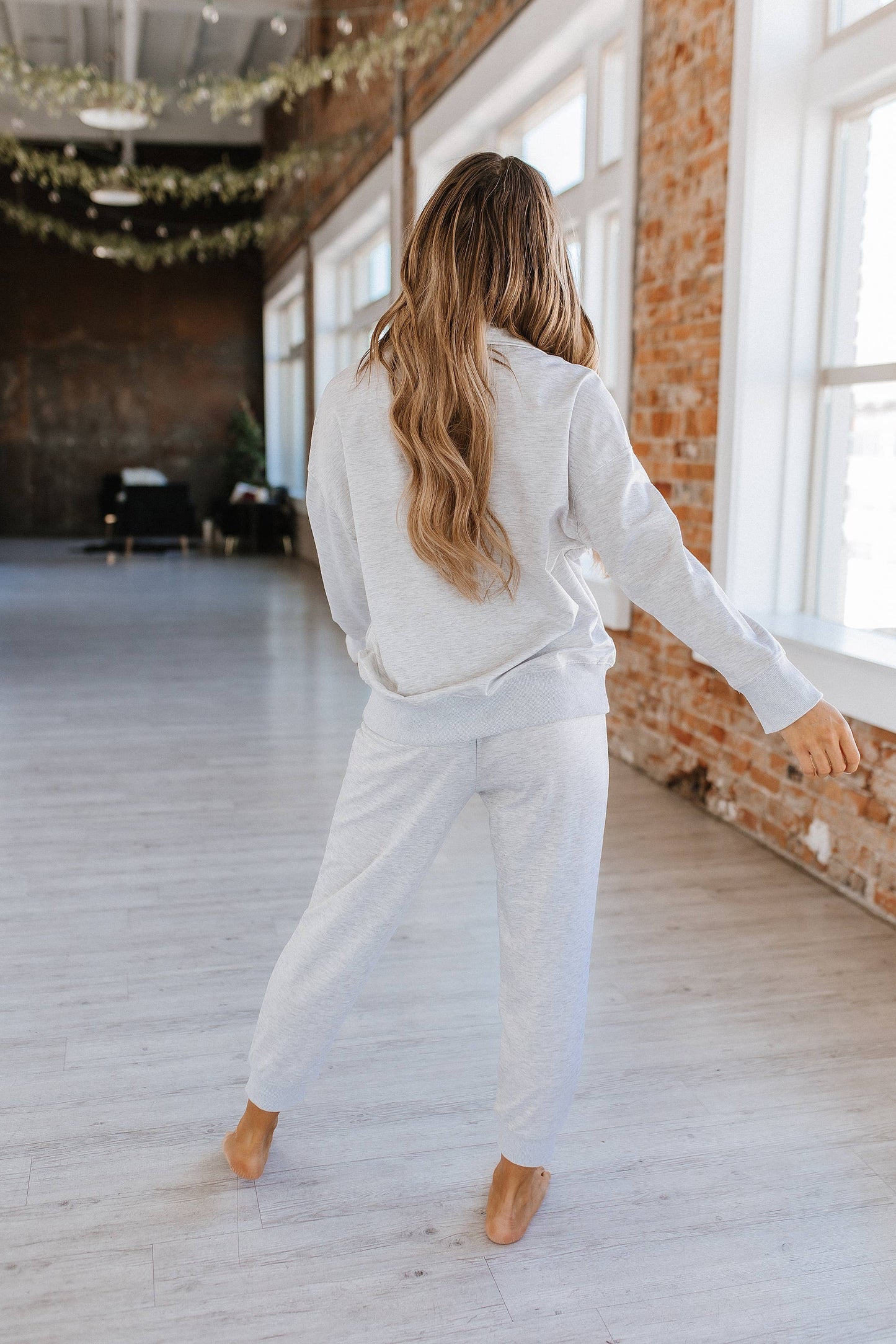 Alison Half Zip Loungewear Set: L / Gray