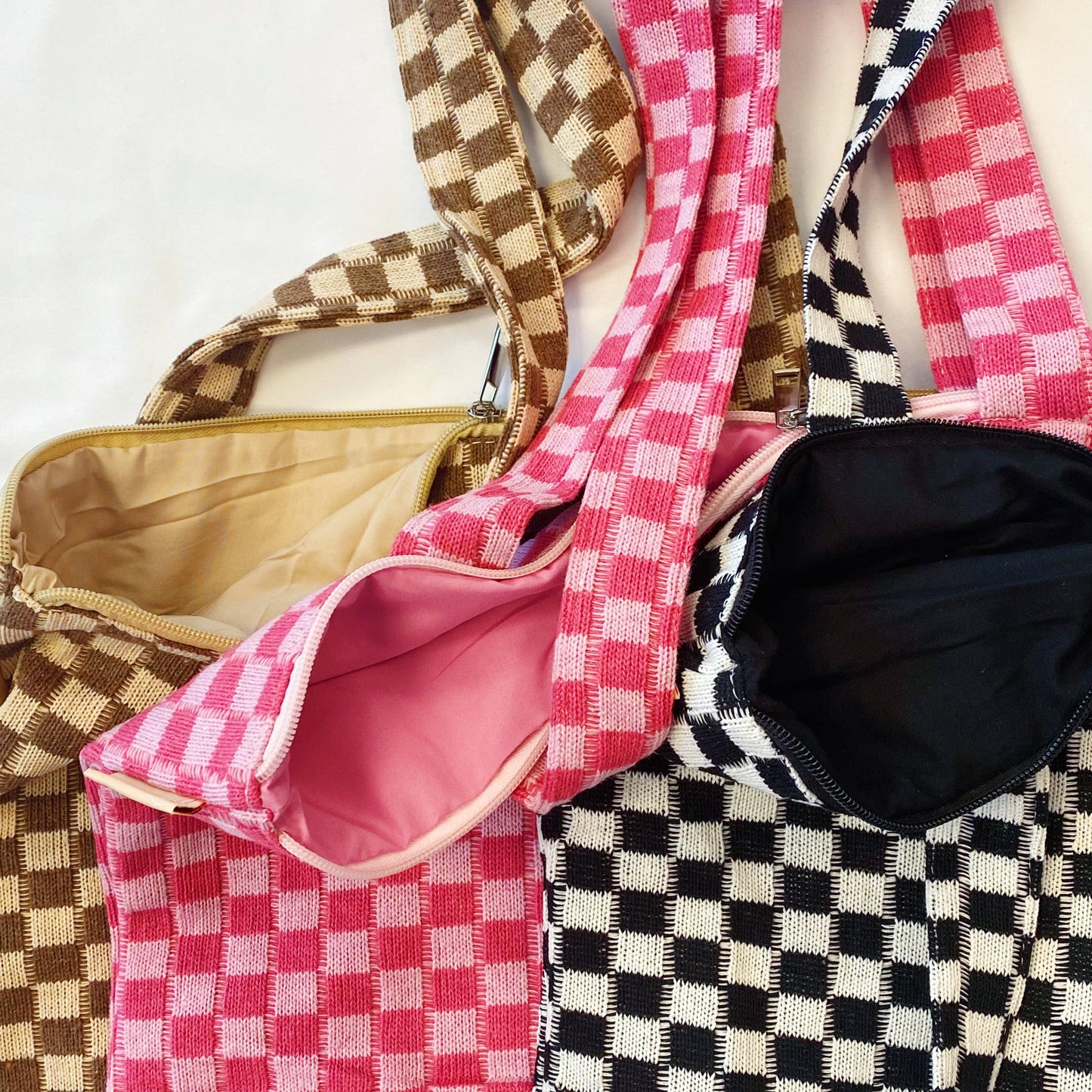 Check Yourself Zipped Tote Bag: Black