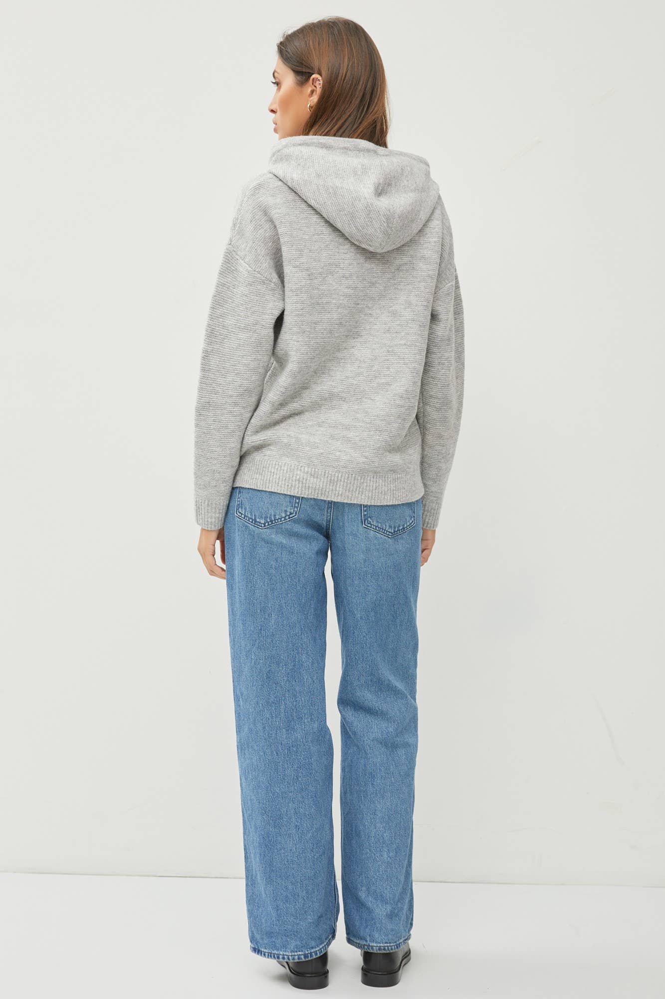 Ribbed Hooded Sweater: ML / Taupe