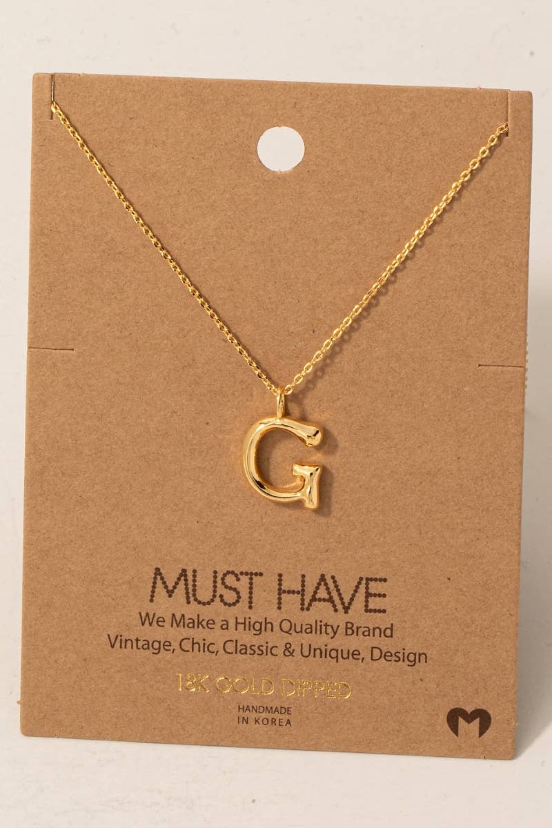 Bubble Letter initial Necklace,gold dipped : R