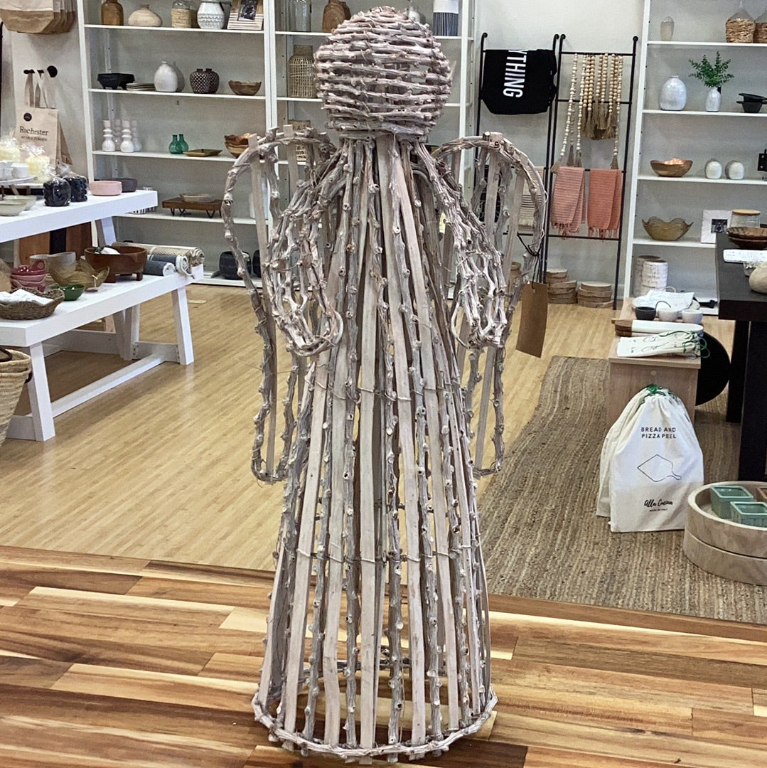 Whitewashed handwoven 22” angel