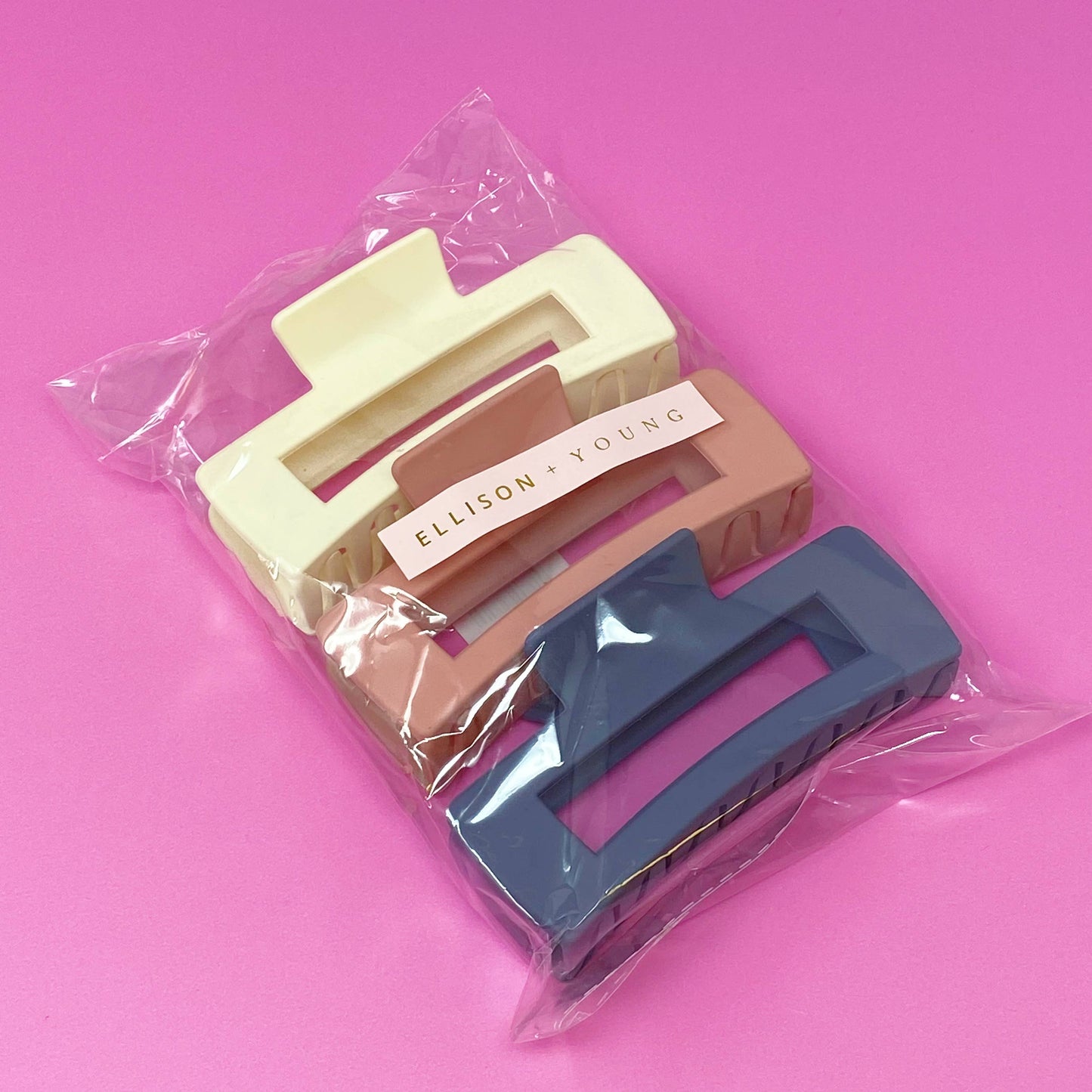 Monotone Hair Claw Set: Black,mauve,dusty rose