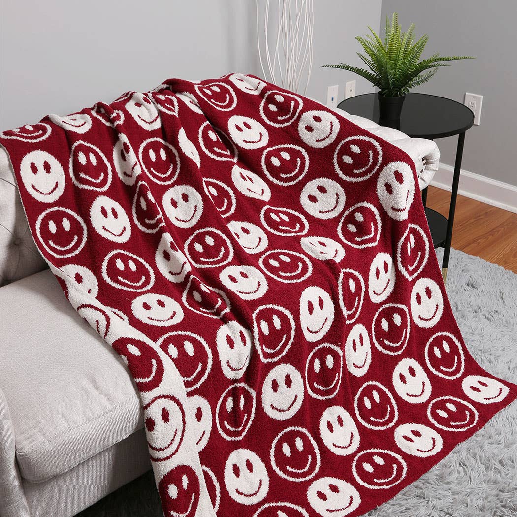 Happy Face Throw Blanket…light pink