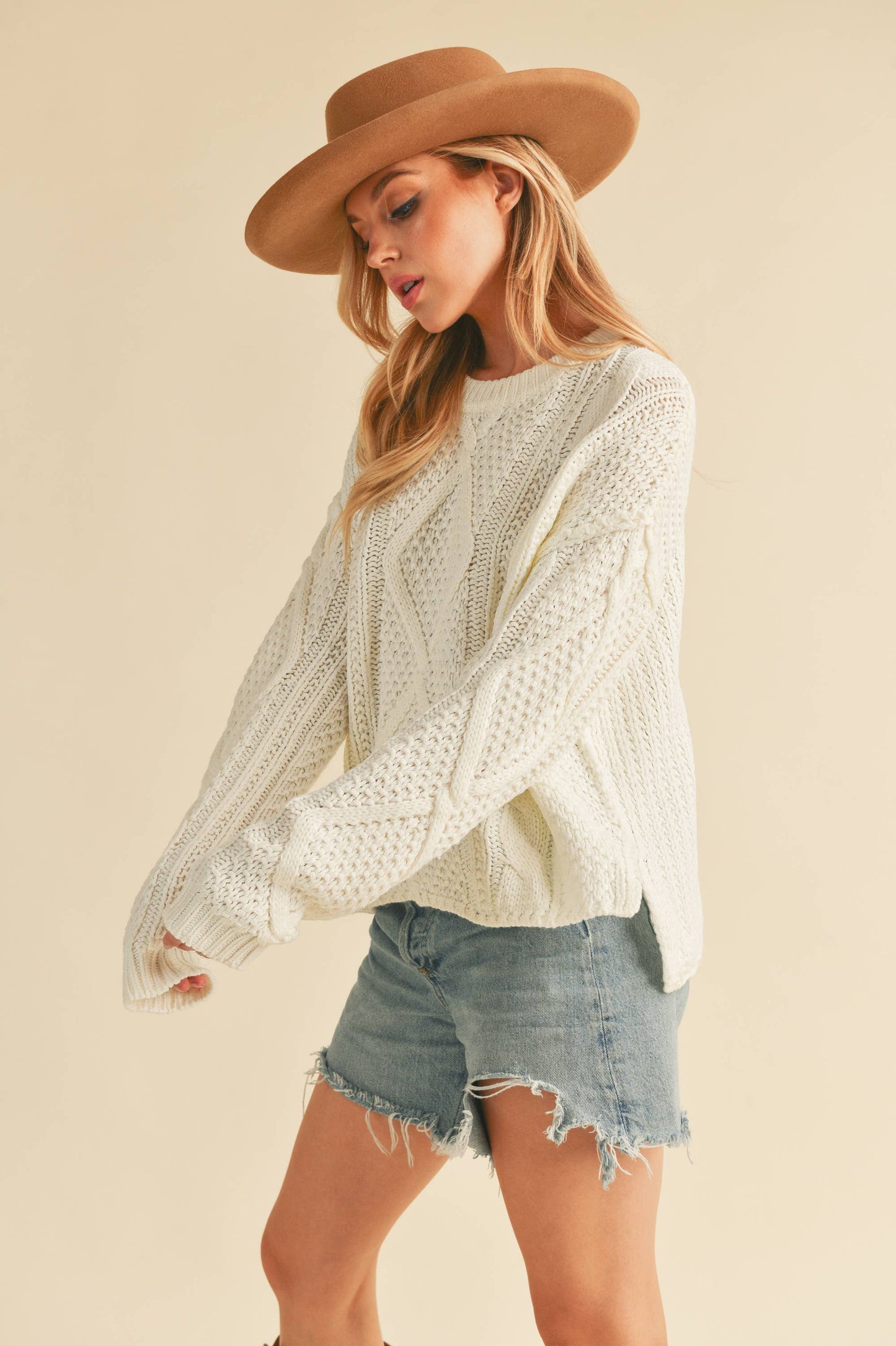 397CK Adela Sweater: S / Knit / Oat