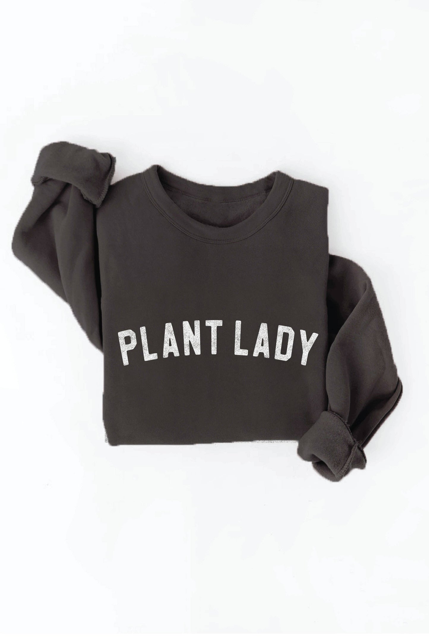 PLANT LADY Print Graphic Sweatshirt: L / HEATHER FOREST