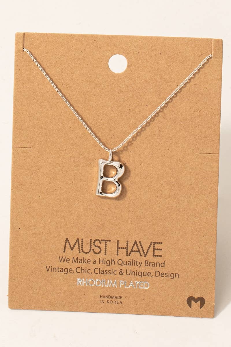 Bubble Letter initial Necklace,gold dipped : R