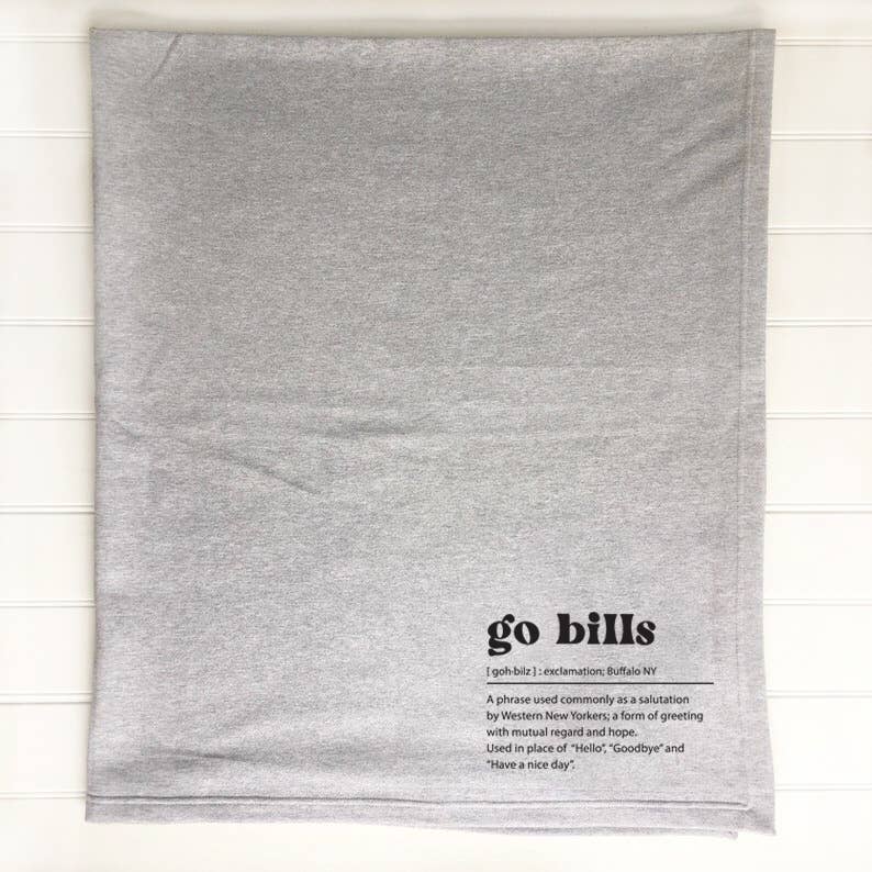 Buffalo Bills Throw Blanket - Go Bills Stadium Blanket: ATHLETIC GREY