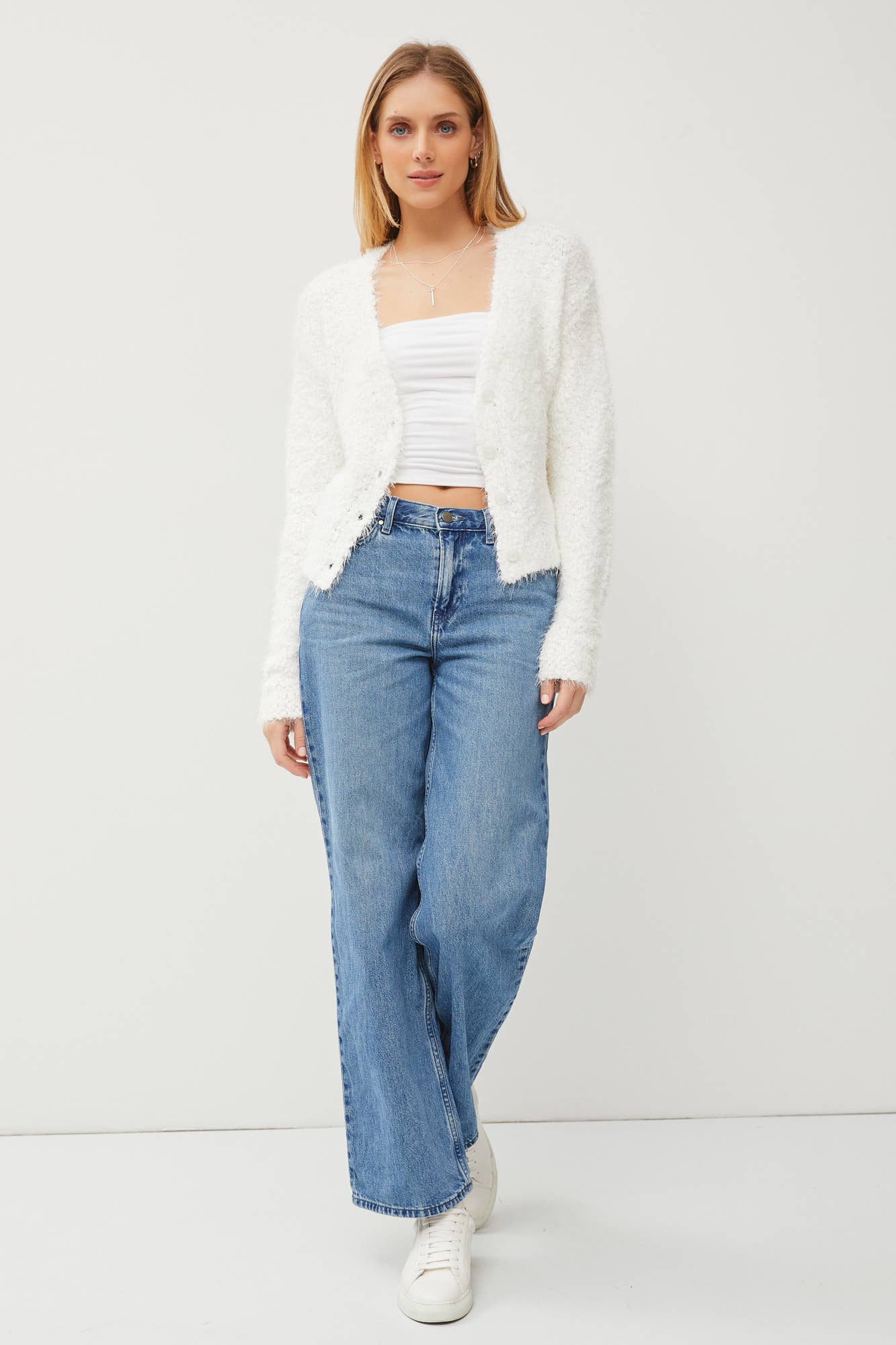 SNUG FUZZY CARDIGAN: ML / D. MINT