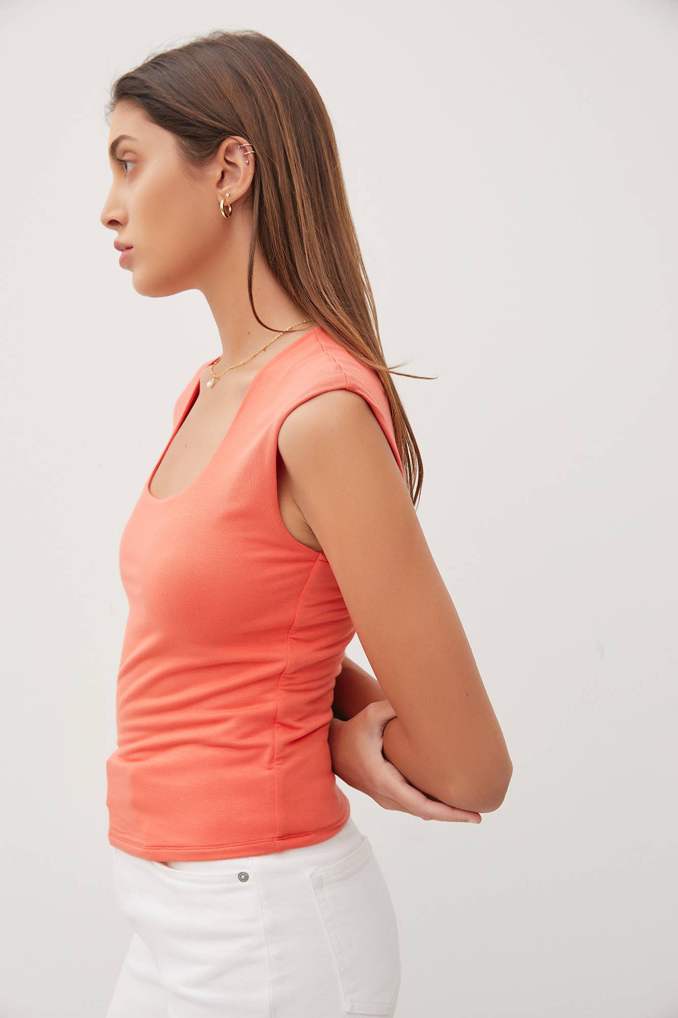 BASIC CAP SLEEVE KNIT TOP: Small / Off White