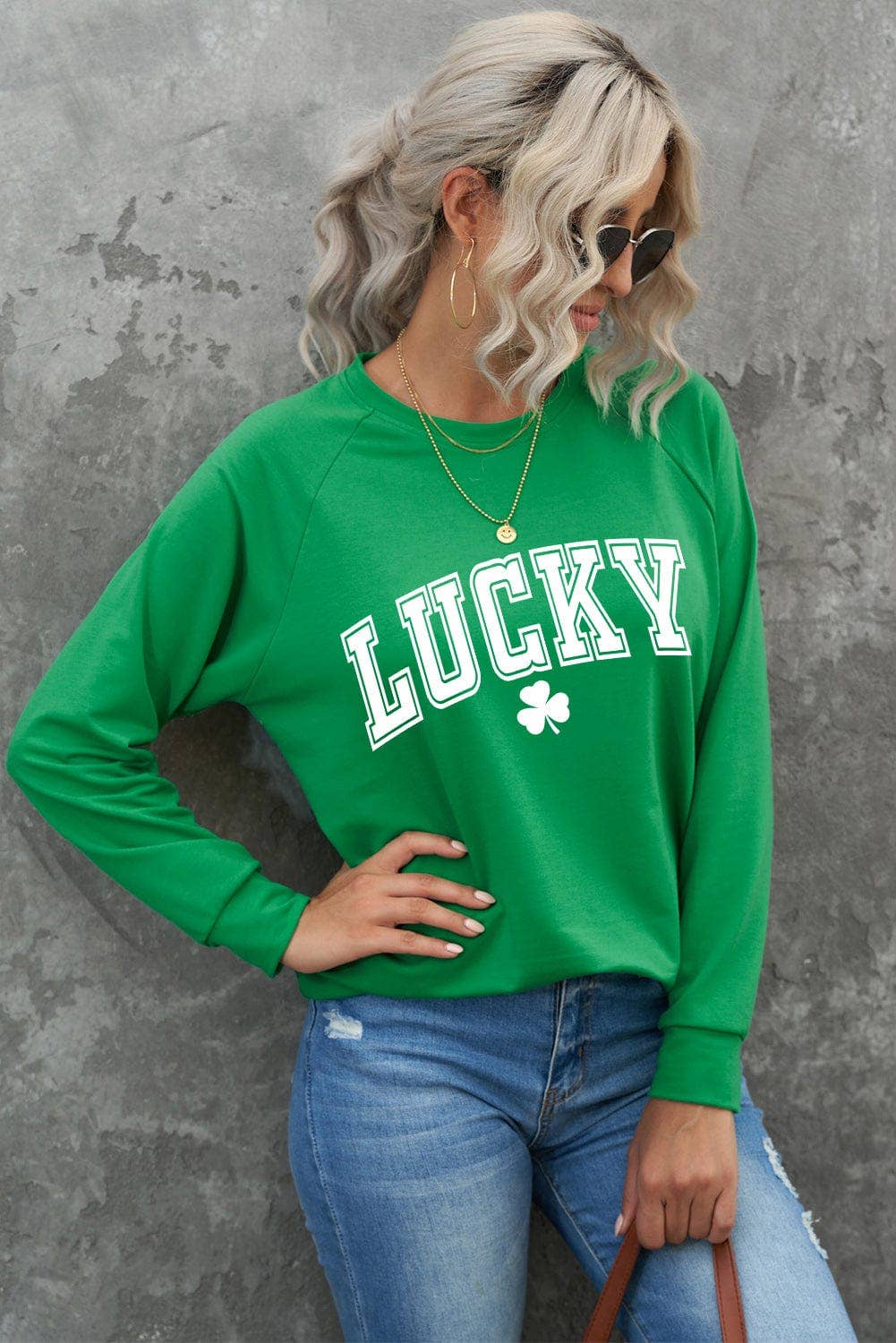 St Patricks Lucky Graphic Sweatshirt: XL / Green