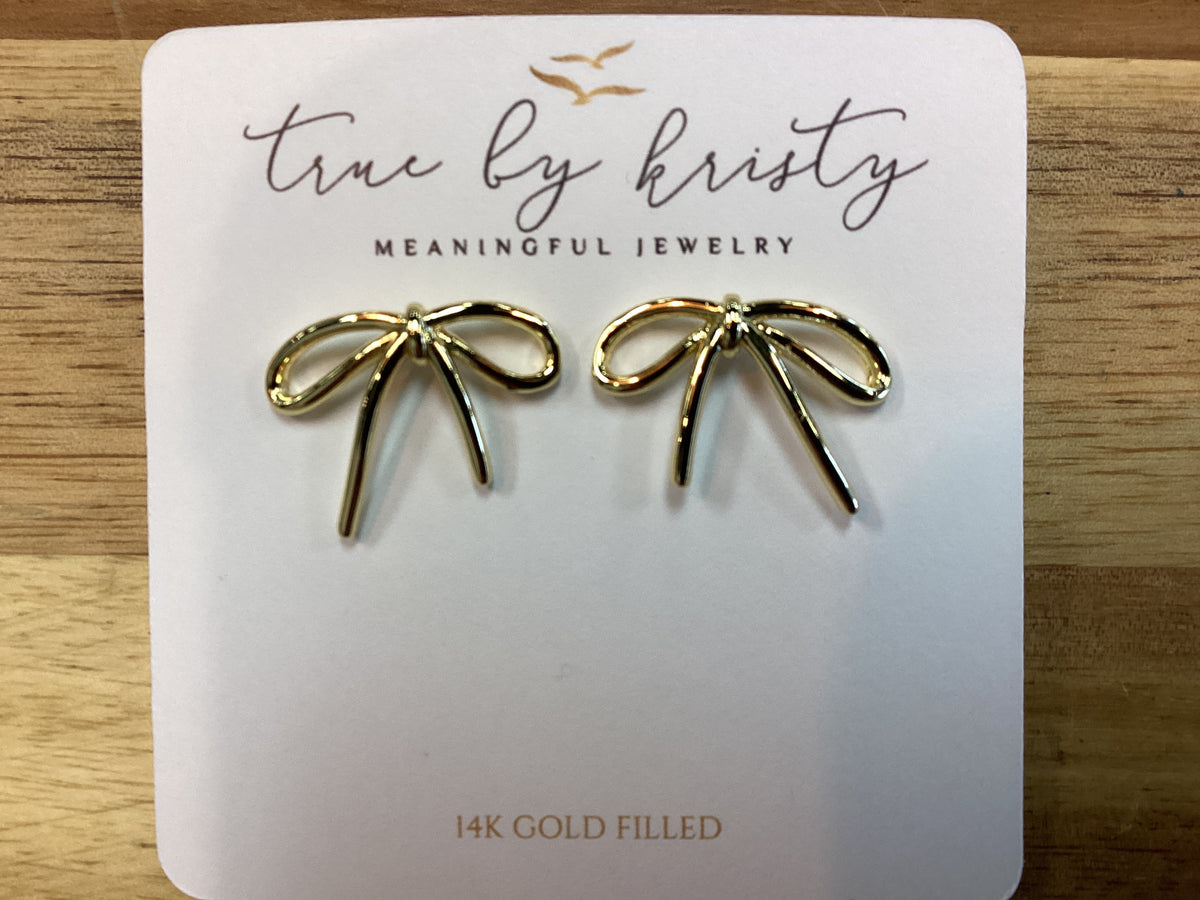 All wrapped up bow gold filled stud earrings