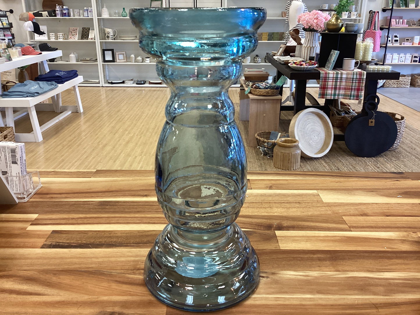 11” glass candle holder