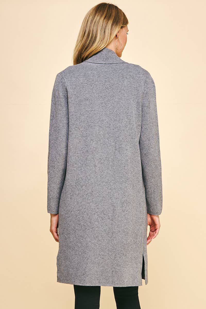OPEN KNITTED CARDIGAN - CHARCOAL: SM
