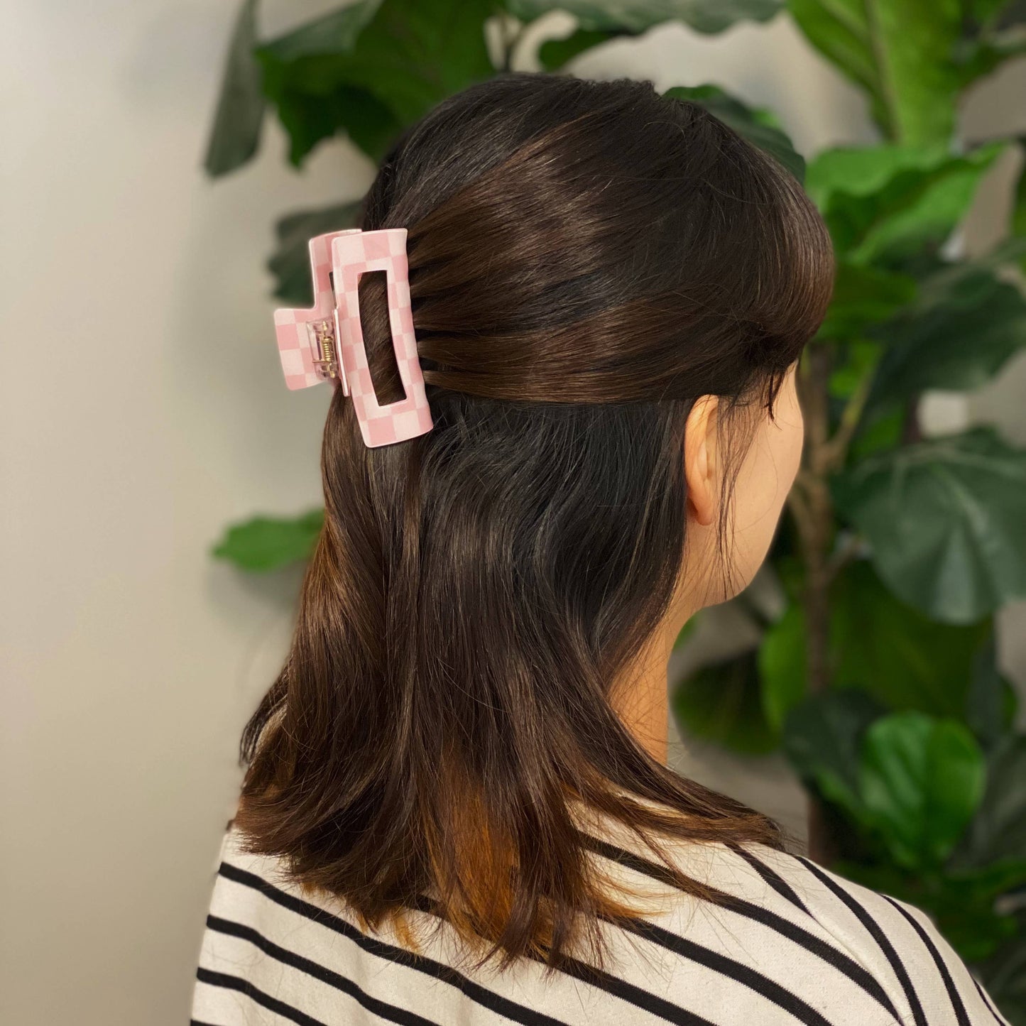 Checker Lovers Hair Claw clip: Yellow