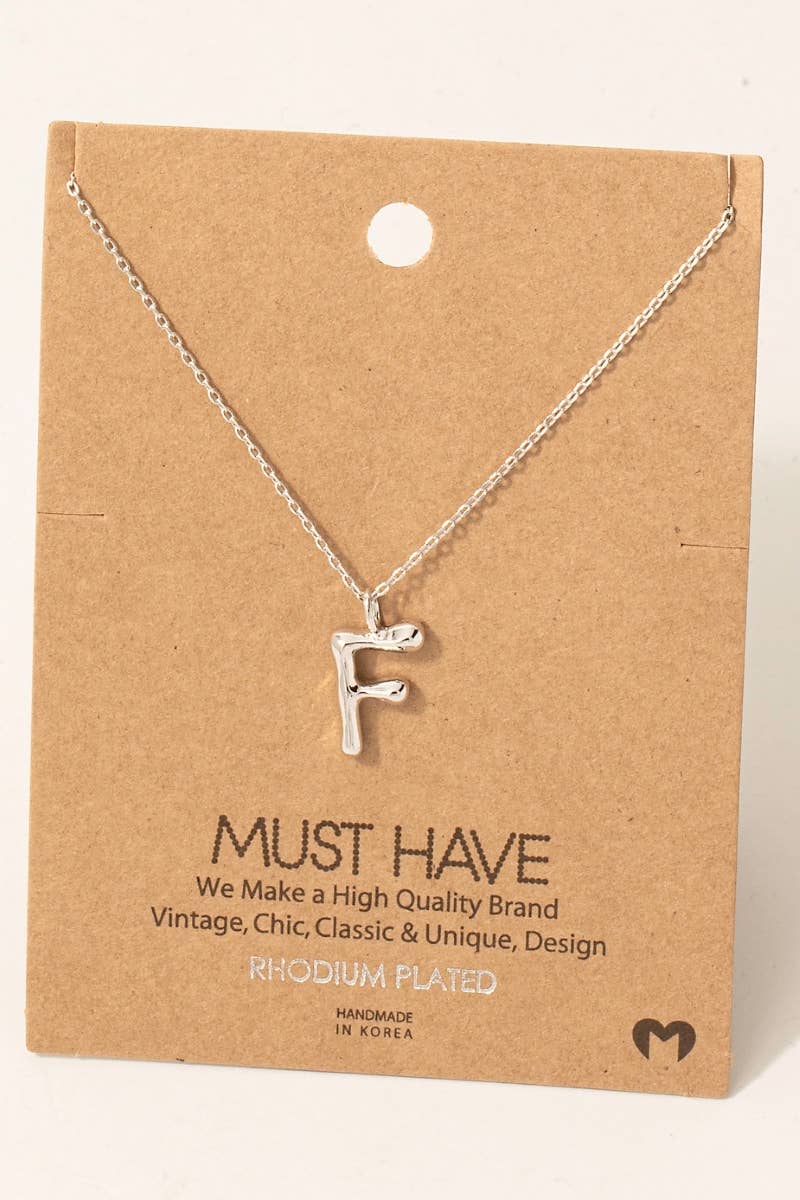 Bubble Letter initial Necklace,gold dipped : R
