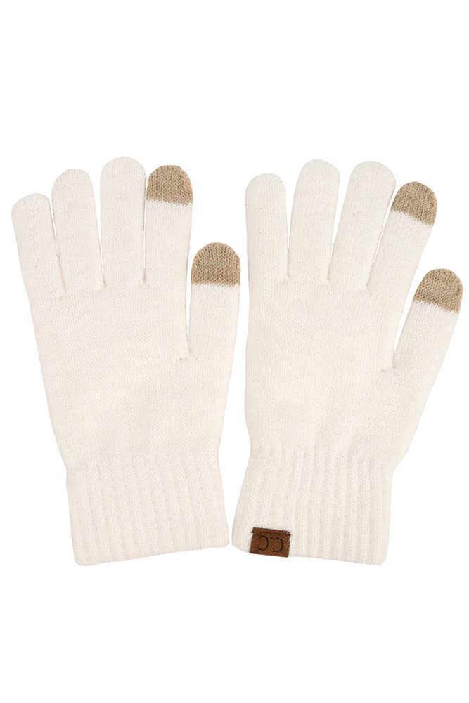 C.C Heather Knit Plain Gloves: Beige