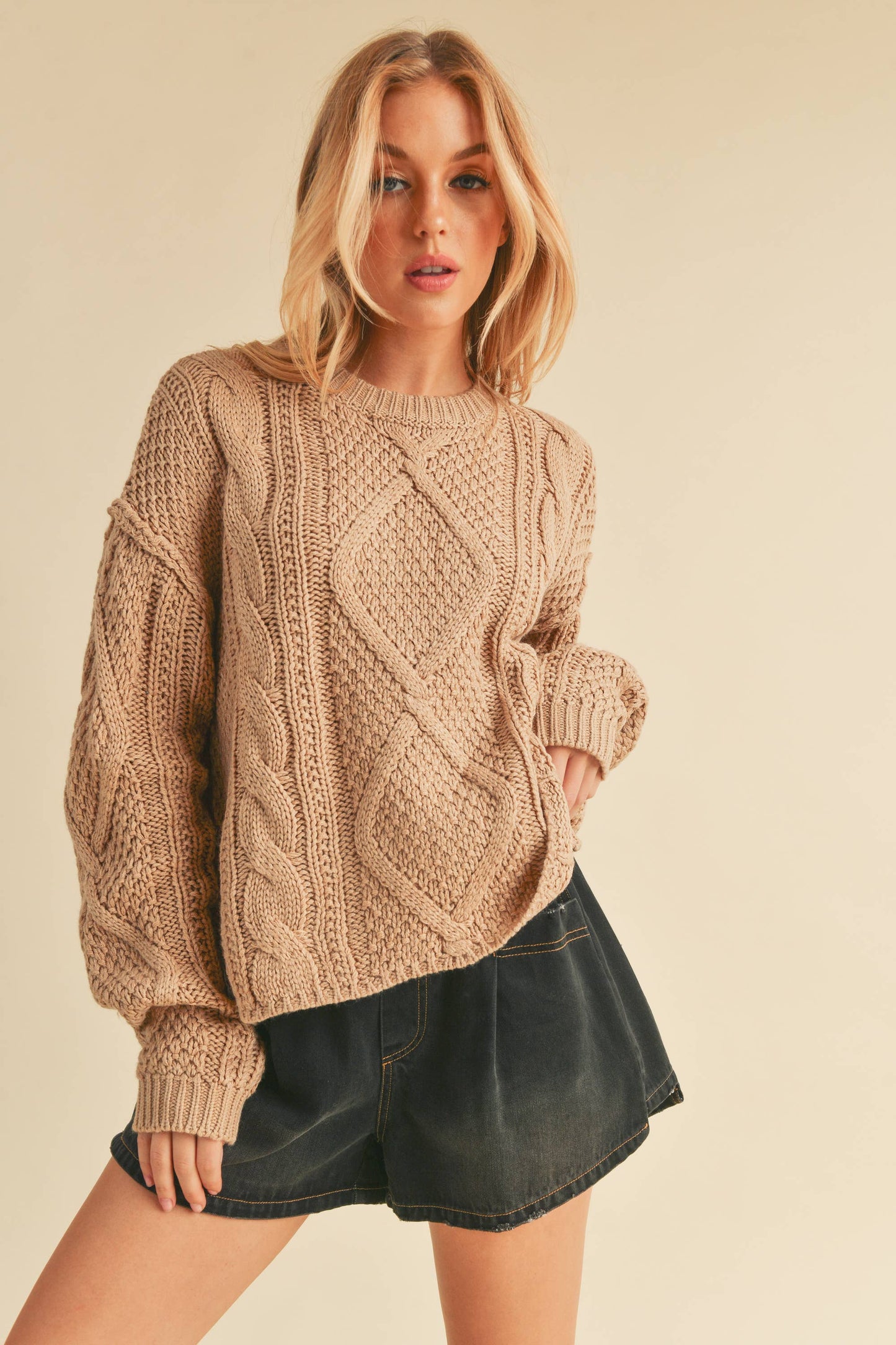 397CK Adela Sweater: S / Knit / Oat