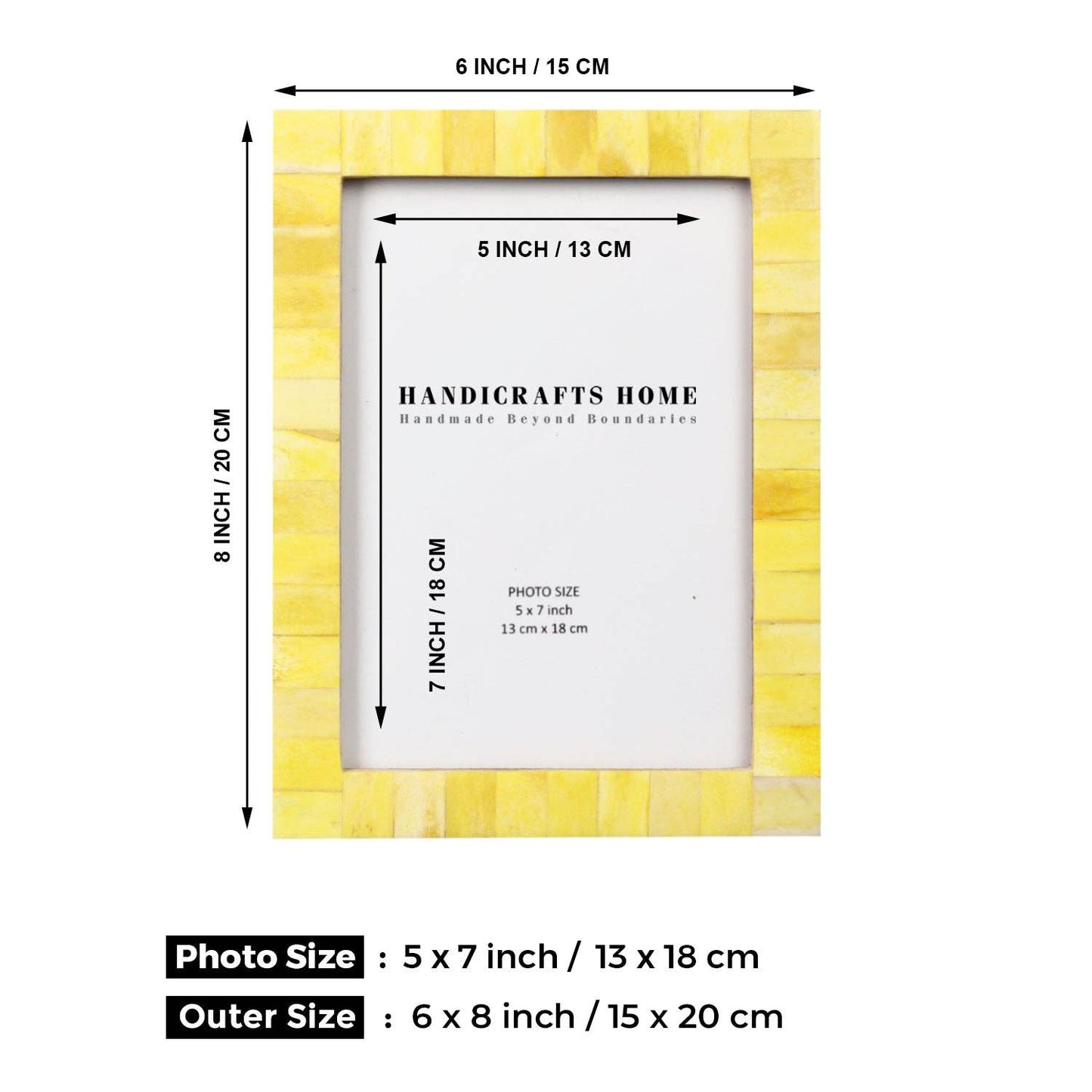 Photo Frames Chic Bone Inlay Yellow 5x7 Inch: Yellow