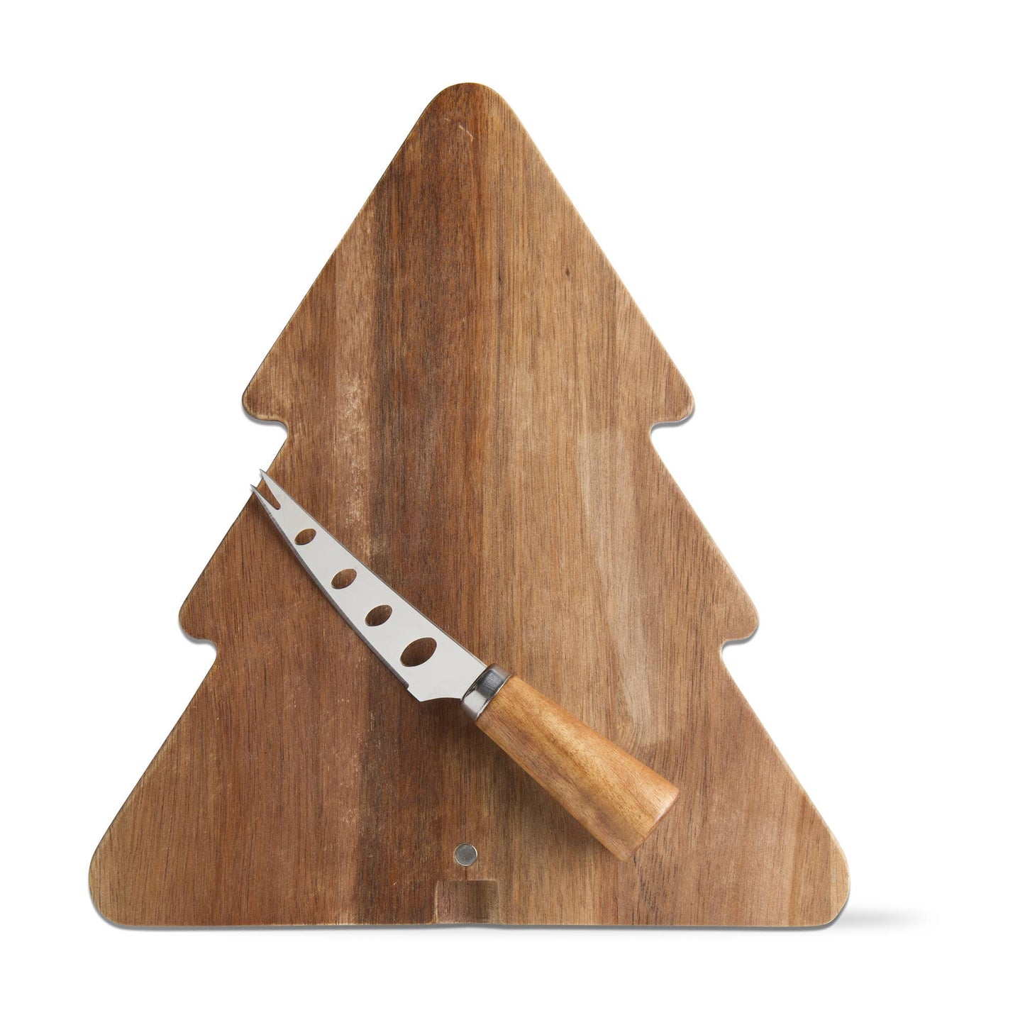 Acacia Christmas Tree Board and Cheese Knife Set - Brown