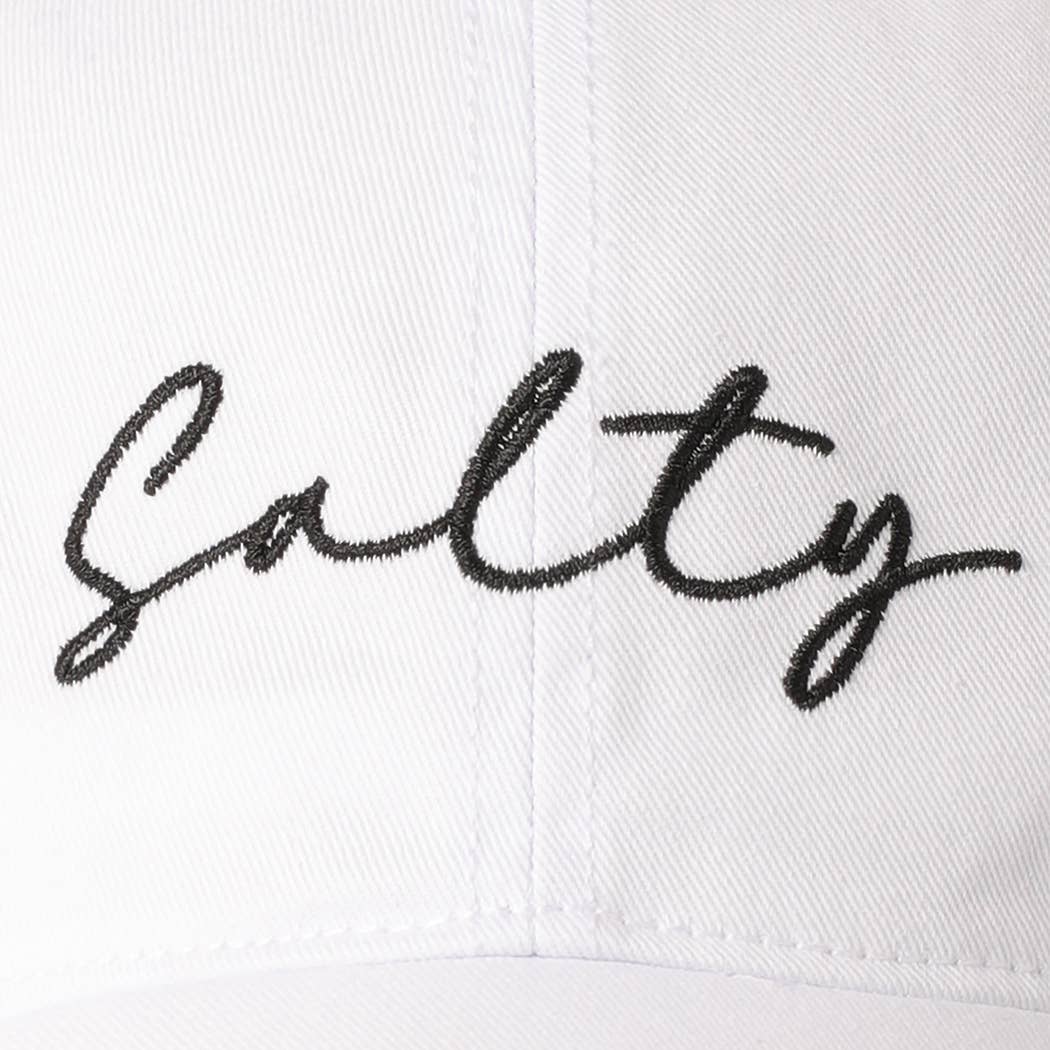 Salty Lettering Embroidery Baseball Cap: HOT PINK / One Size